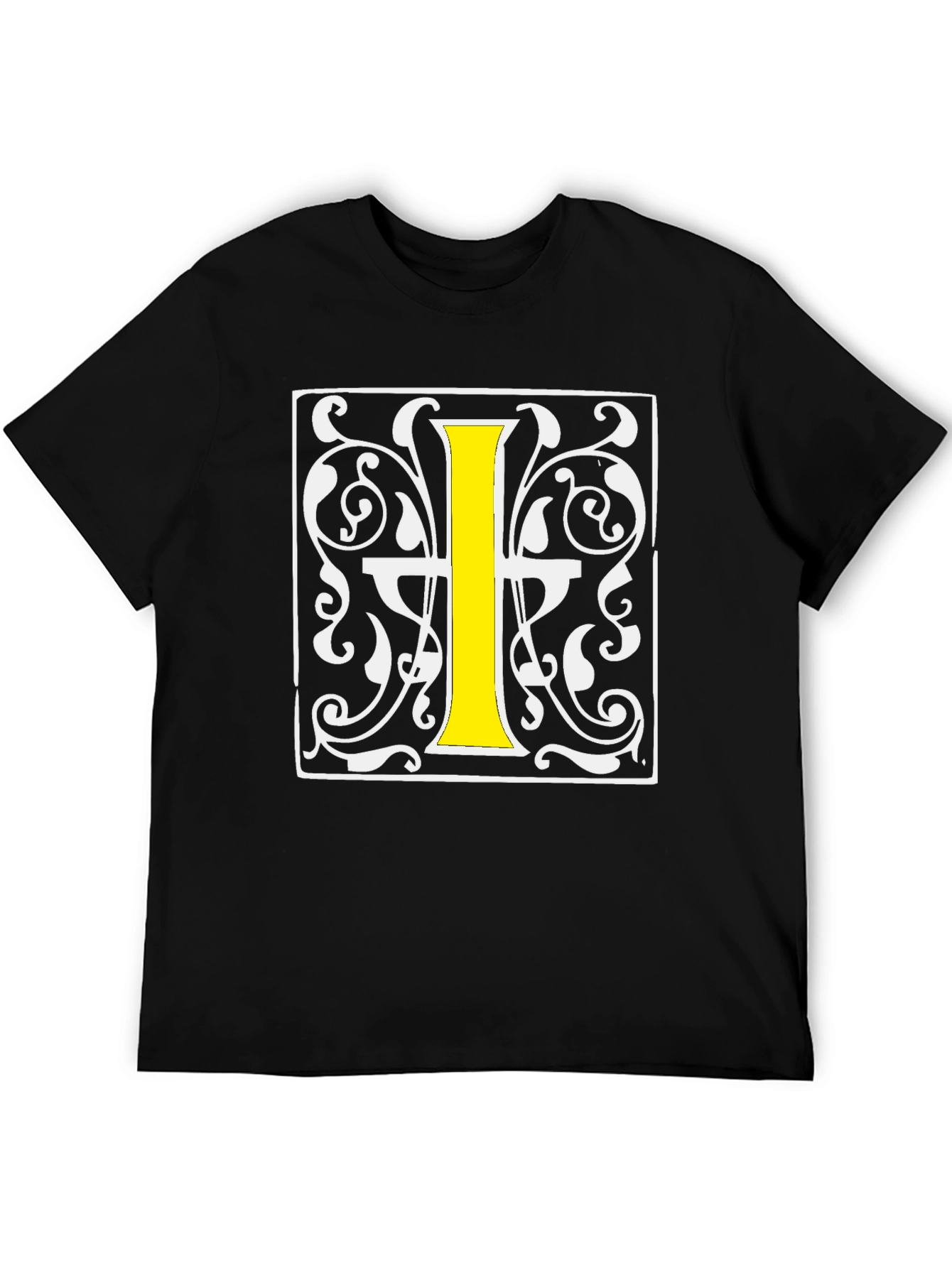 Vintage Letter I Graphic Tee - Black - 5