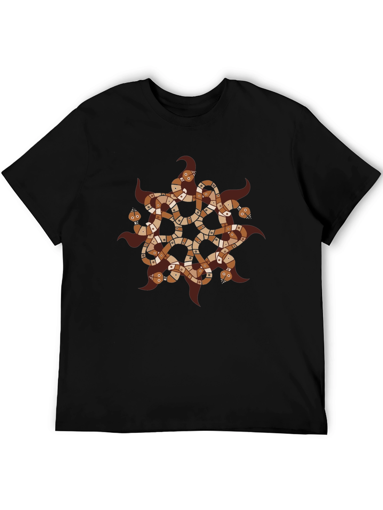 Black Serpent Mandala Graphic Tee - Black Cotton T-Shirt view 5
