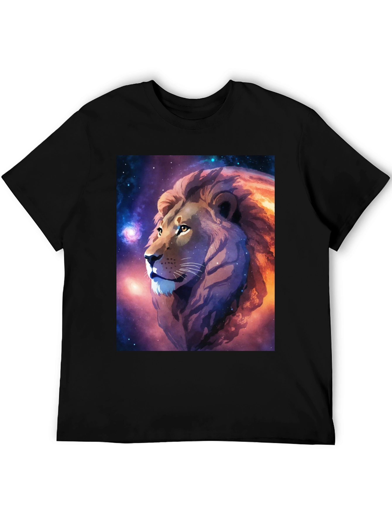 Black Cosmic Lion Graphic Black T-Shirt view 5