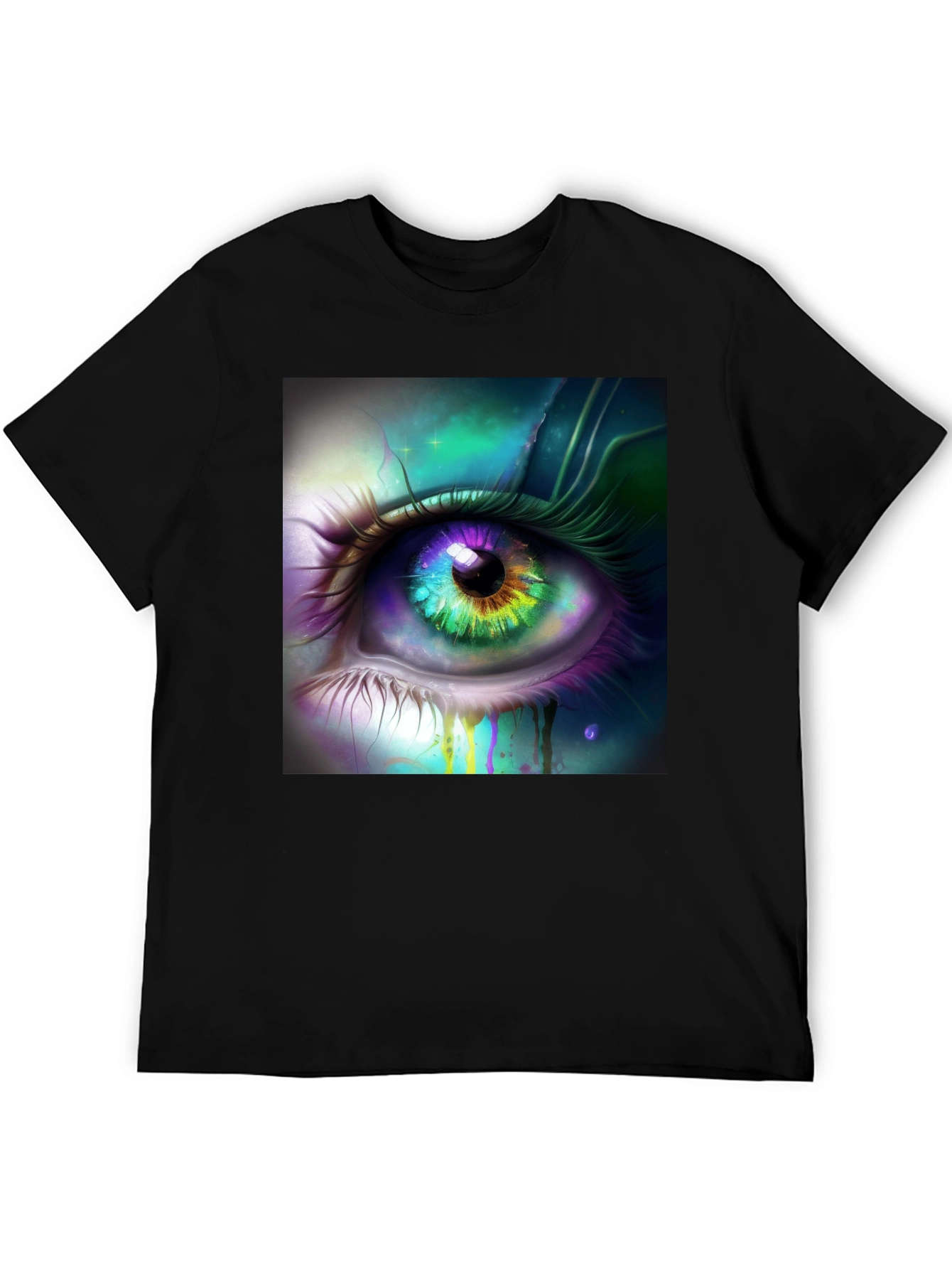 Black Mystic Eye Graphic Tee - Black Cotton Blend view 5