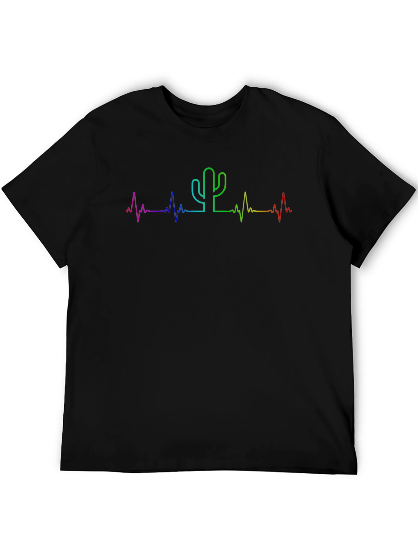 Black Rainbow Cactus Heartbeat Tee - Unisex view 5