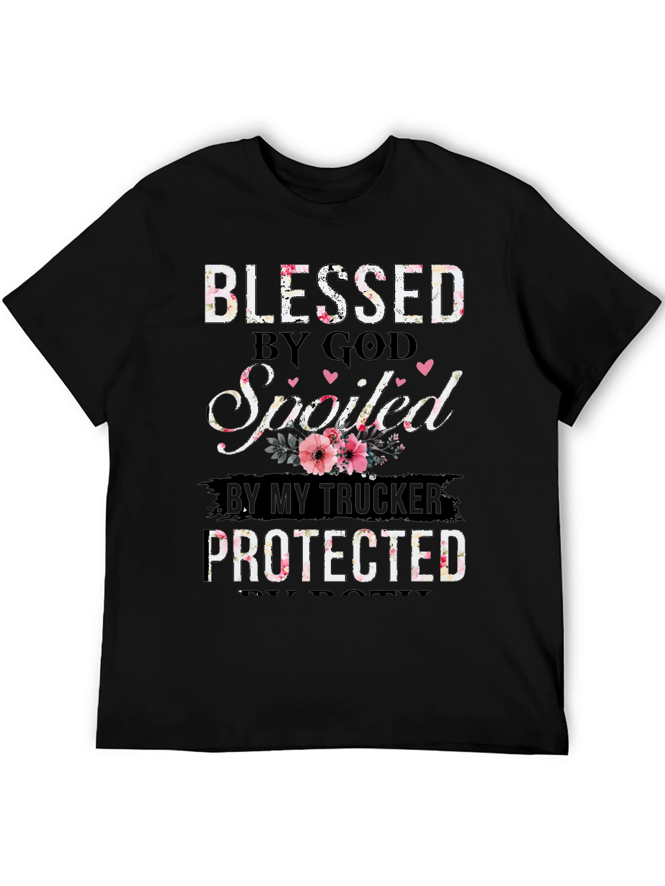 Black Blessed by God Trucker T-Shirt view 5