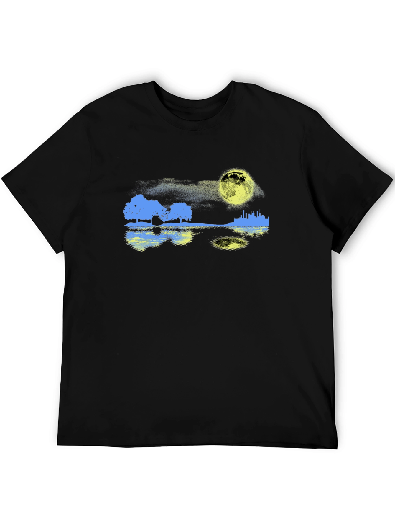 Black Moonlit Cityscape T-Shirt view 5