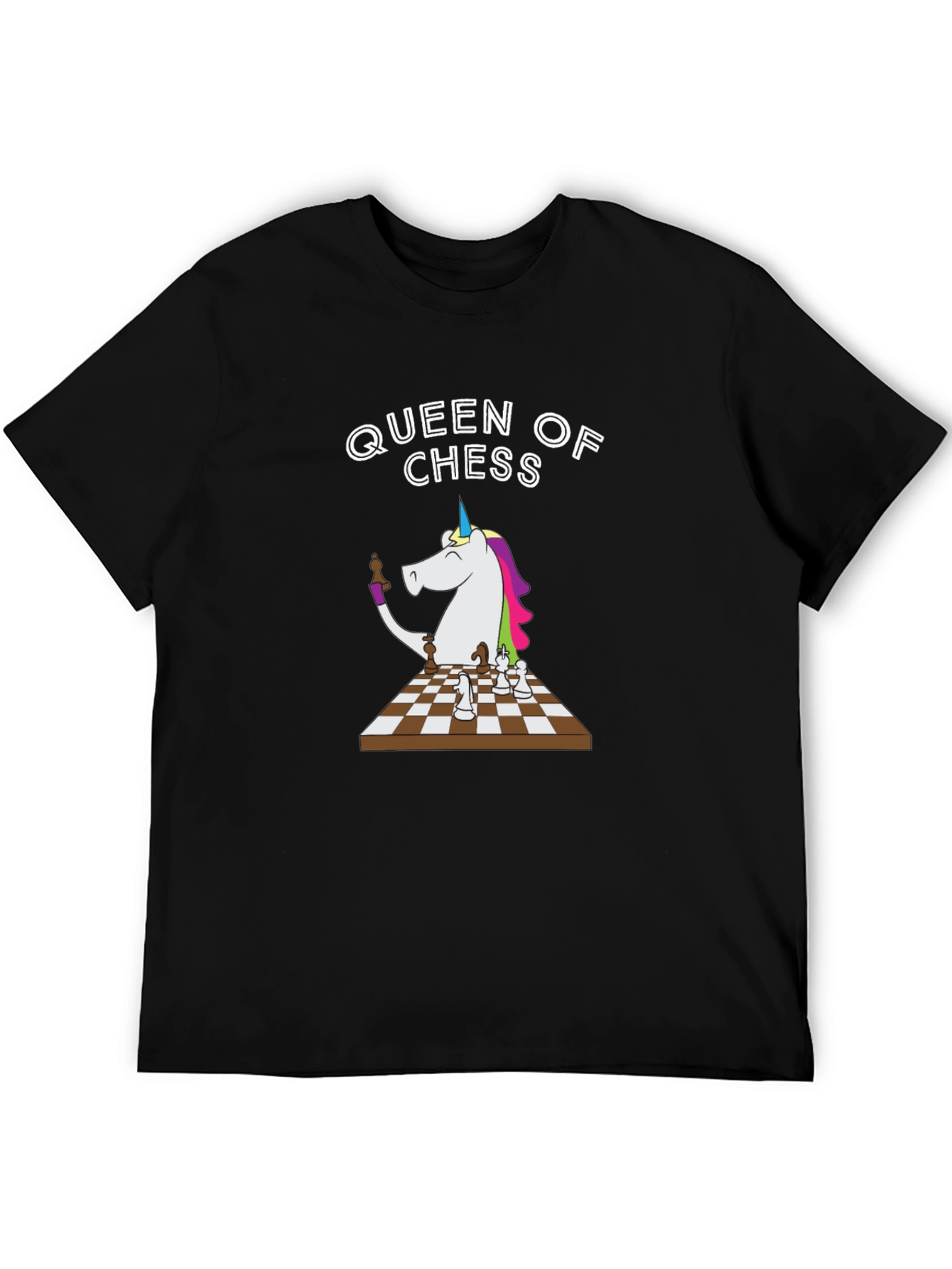 Black Queen of Chess Unicorn T-Shirt - Unique Graphic Tee view 5