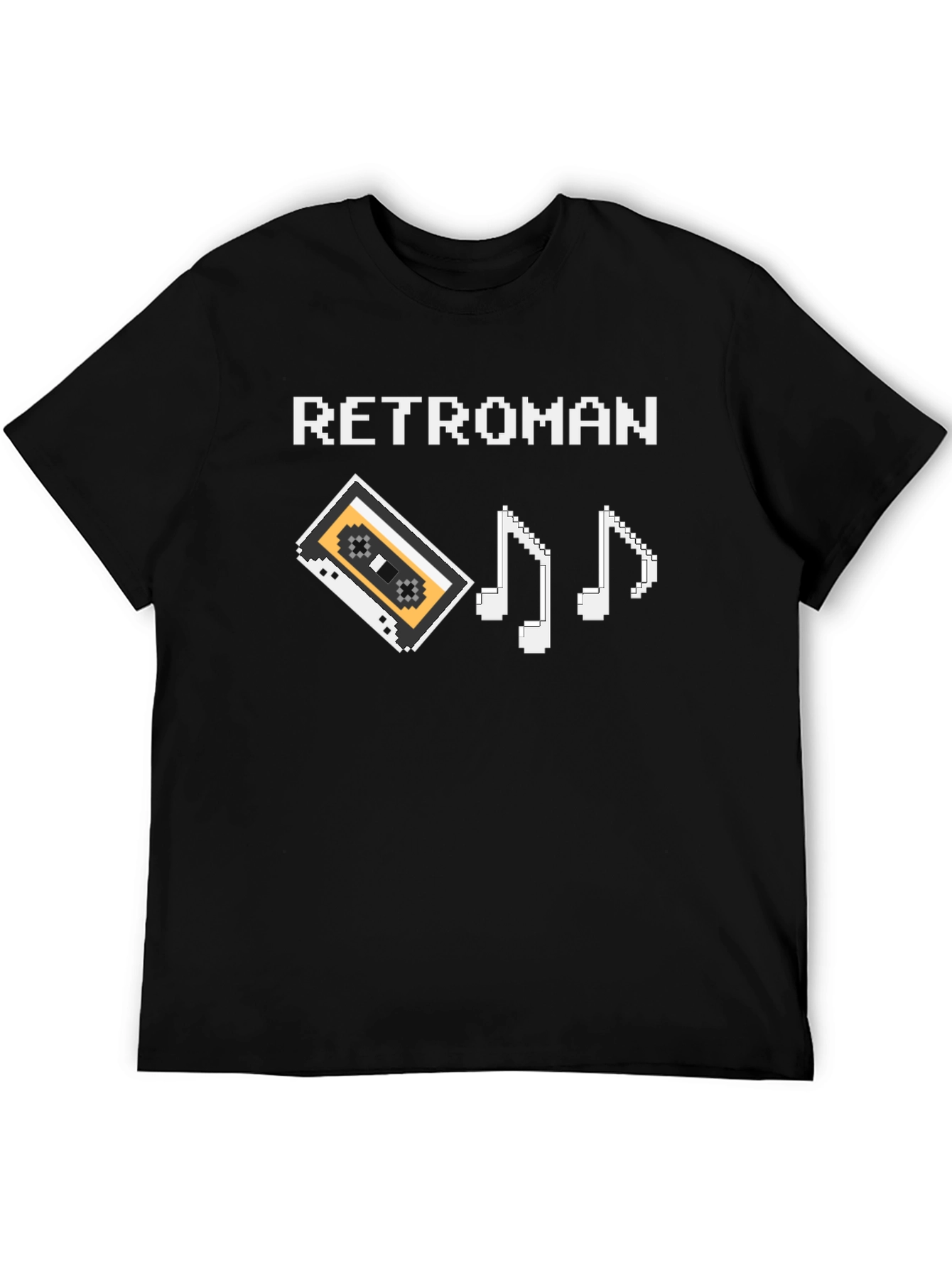 Retroman Black Pixel Cassette & Music Notes T-Shirt - 5