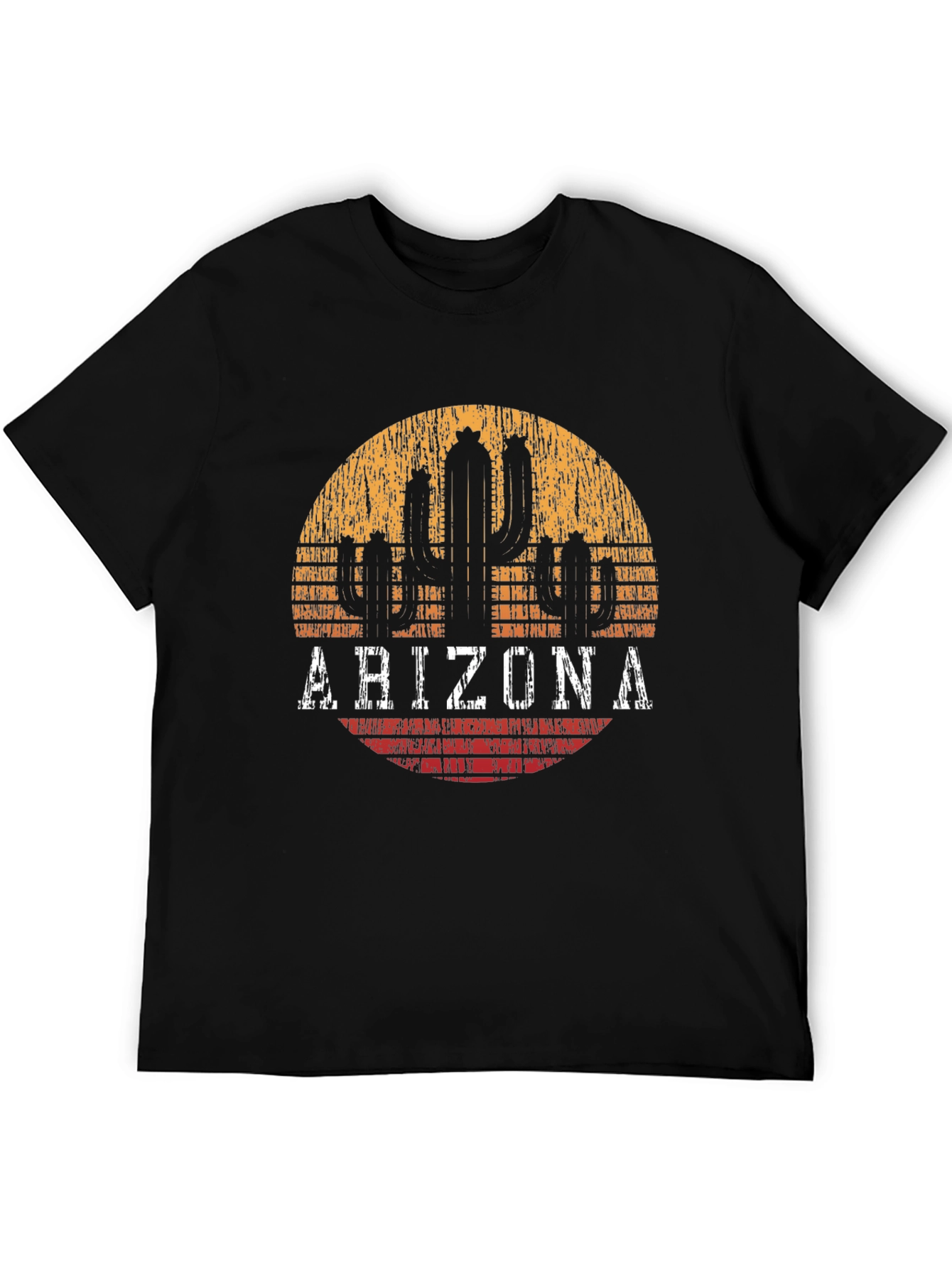 Black Arizona Cactus Graphic Tee - Distressed Desert Style T-Shirt view 5