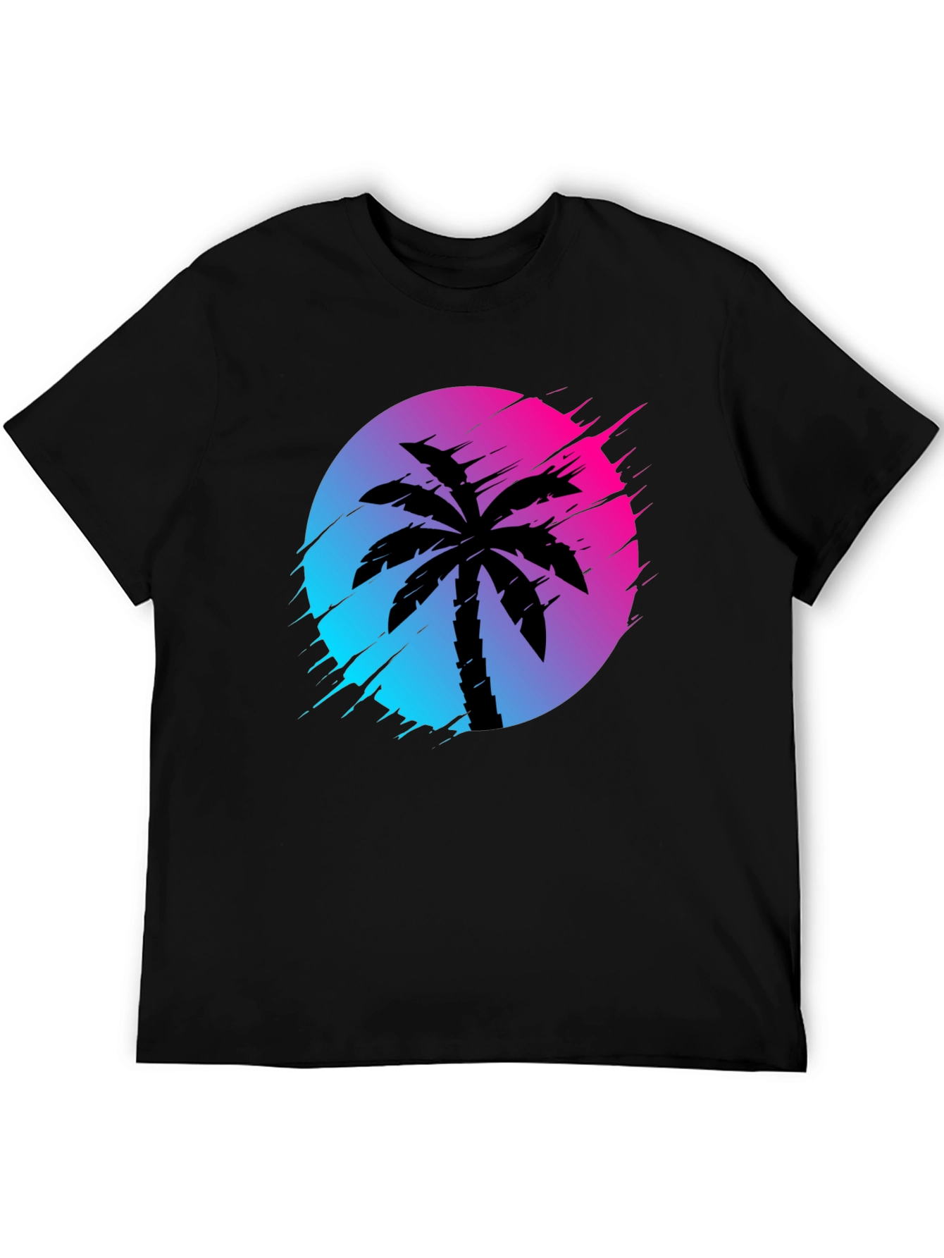 Black Retro Palm Tree Graphic Tee - Black view 5