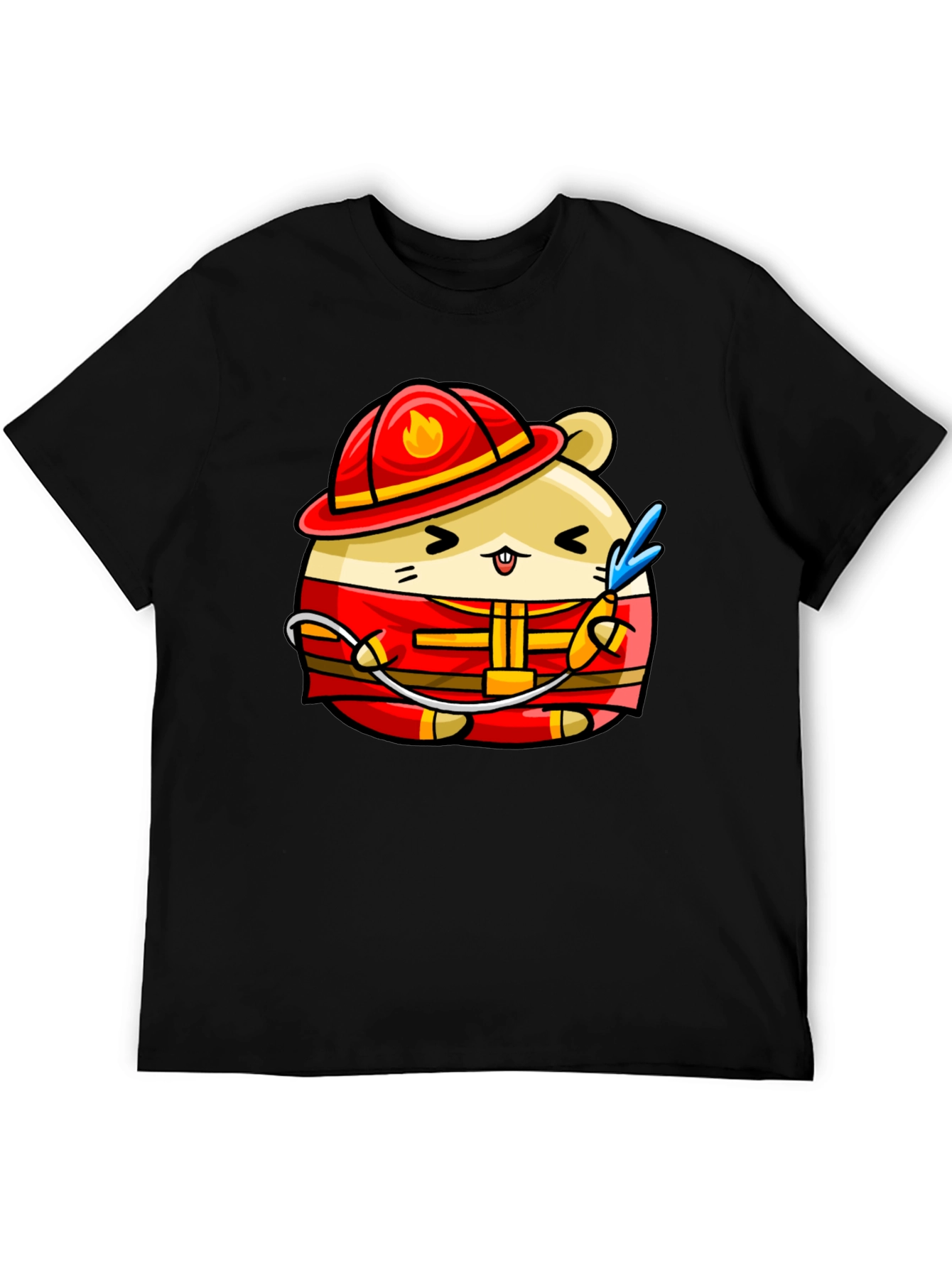 Black Firefighter Hamster Graphic Tee - Black view 5