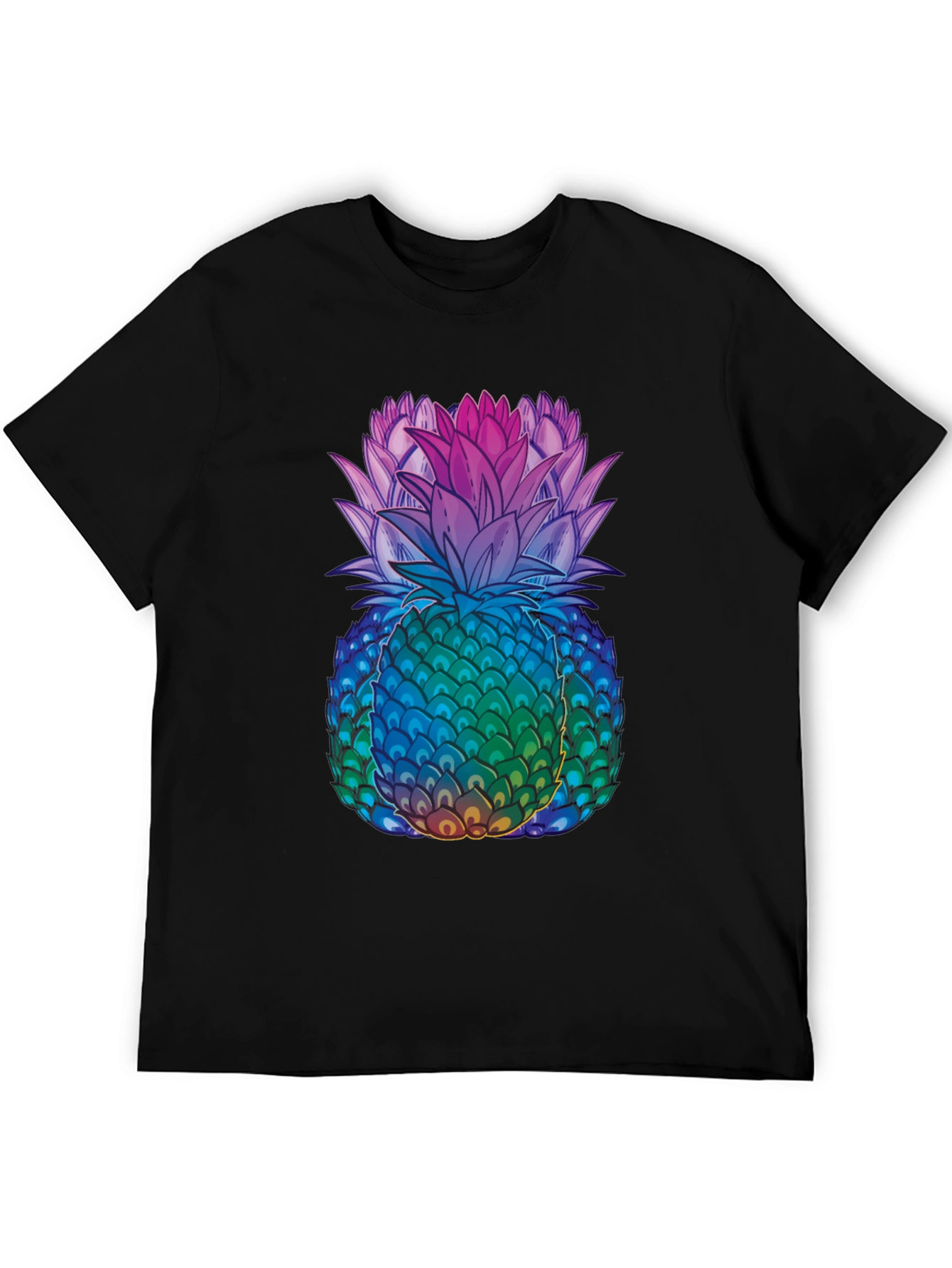 Black Rainbow Pineapple Graphic Tee - Unique Design view 5