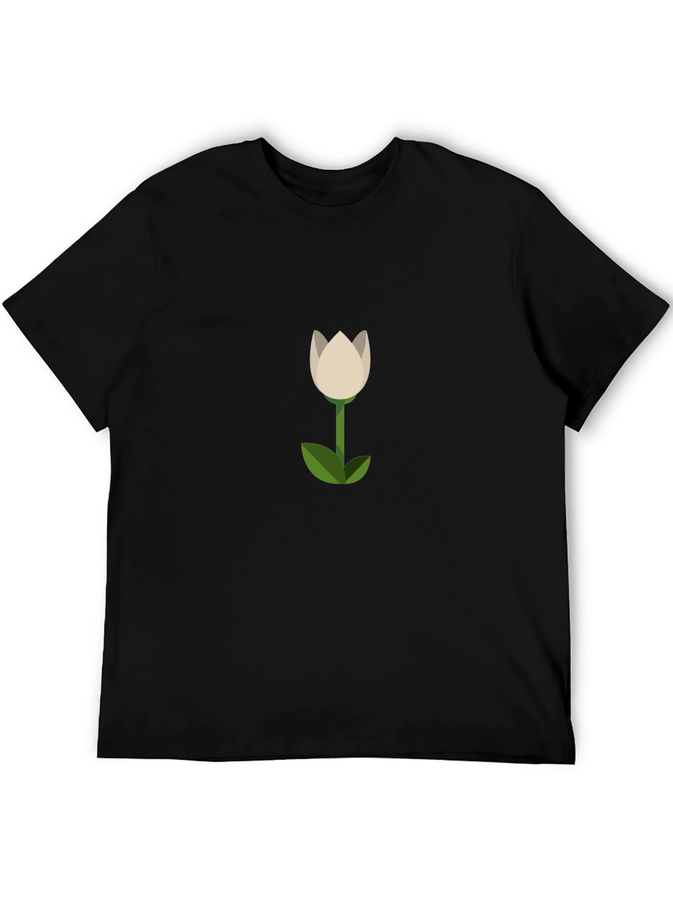 Black Minimalist Tulip Graphic Tee - Soft Cotton Black T-Shirt view 5