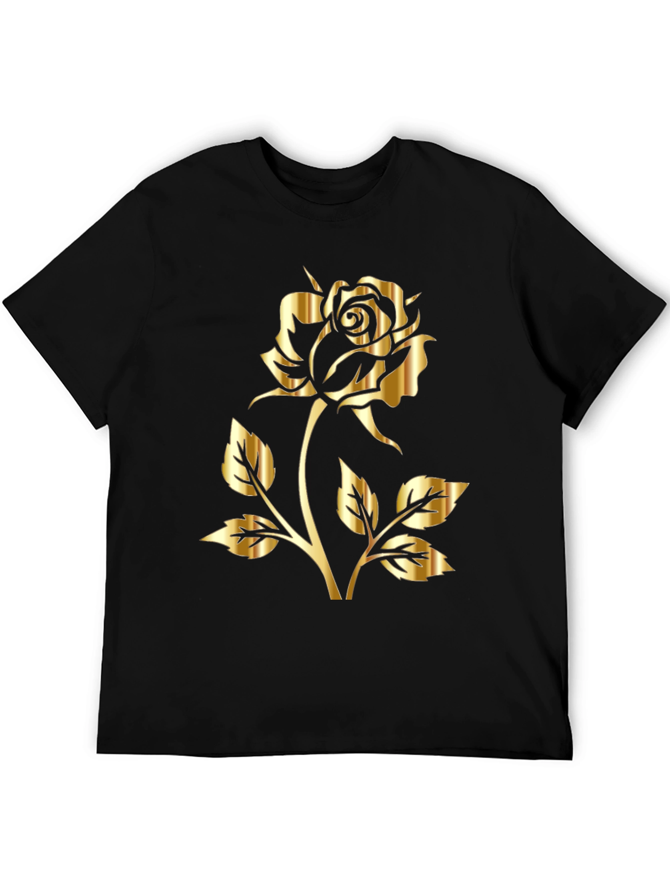Black Gold Rose Graphic T-Shirt - Black view 5