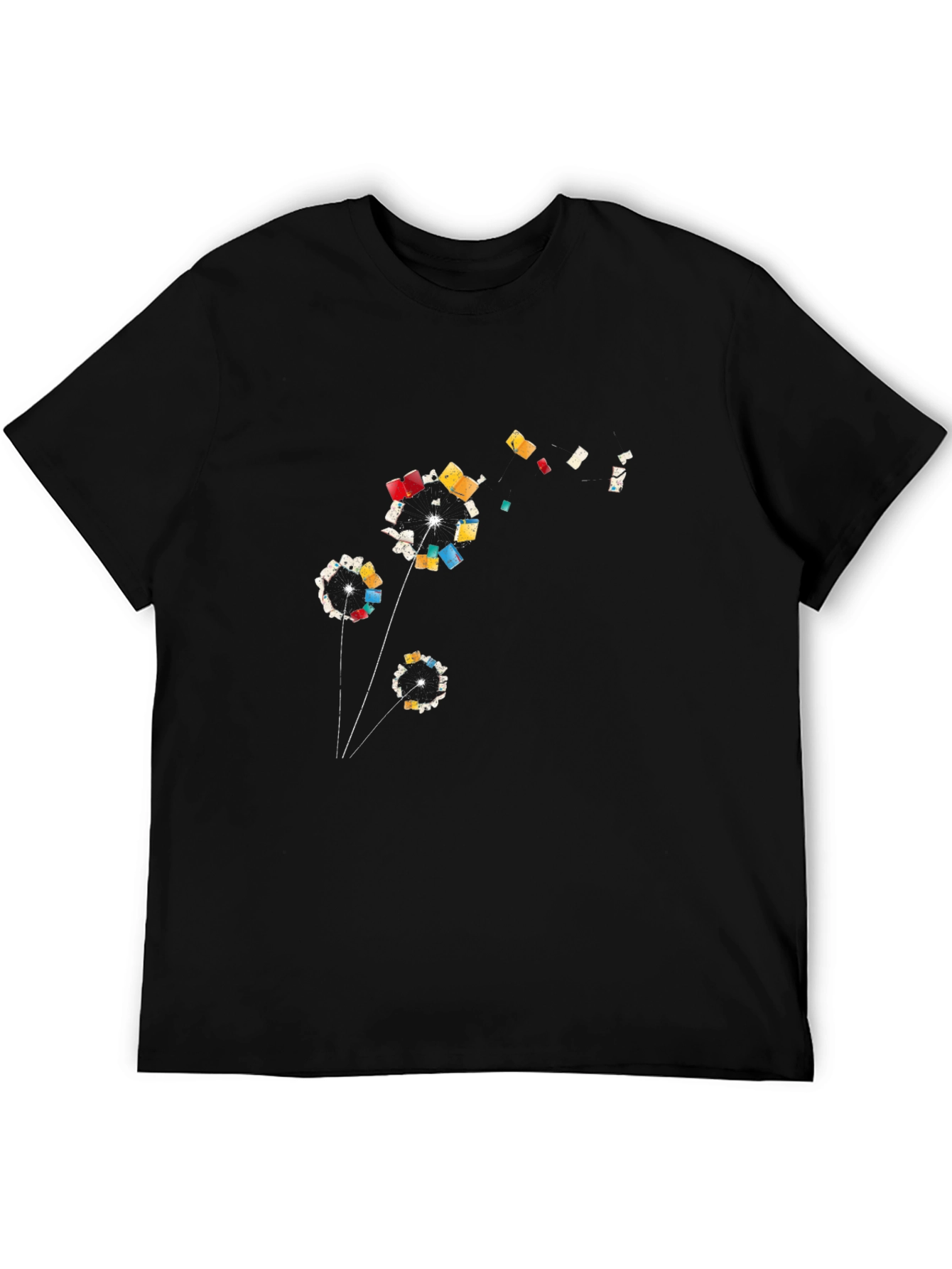 Black Abstract Dandelion Graphic T-Shirt - Black view 5