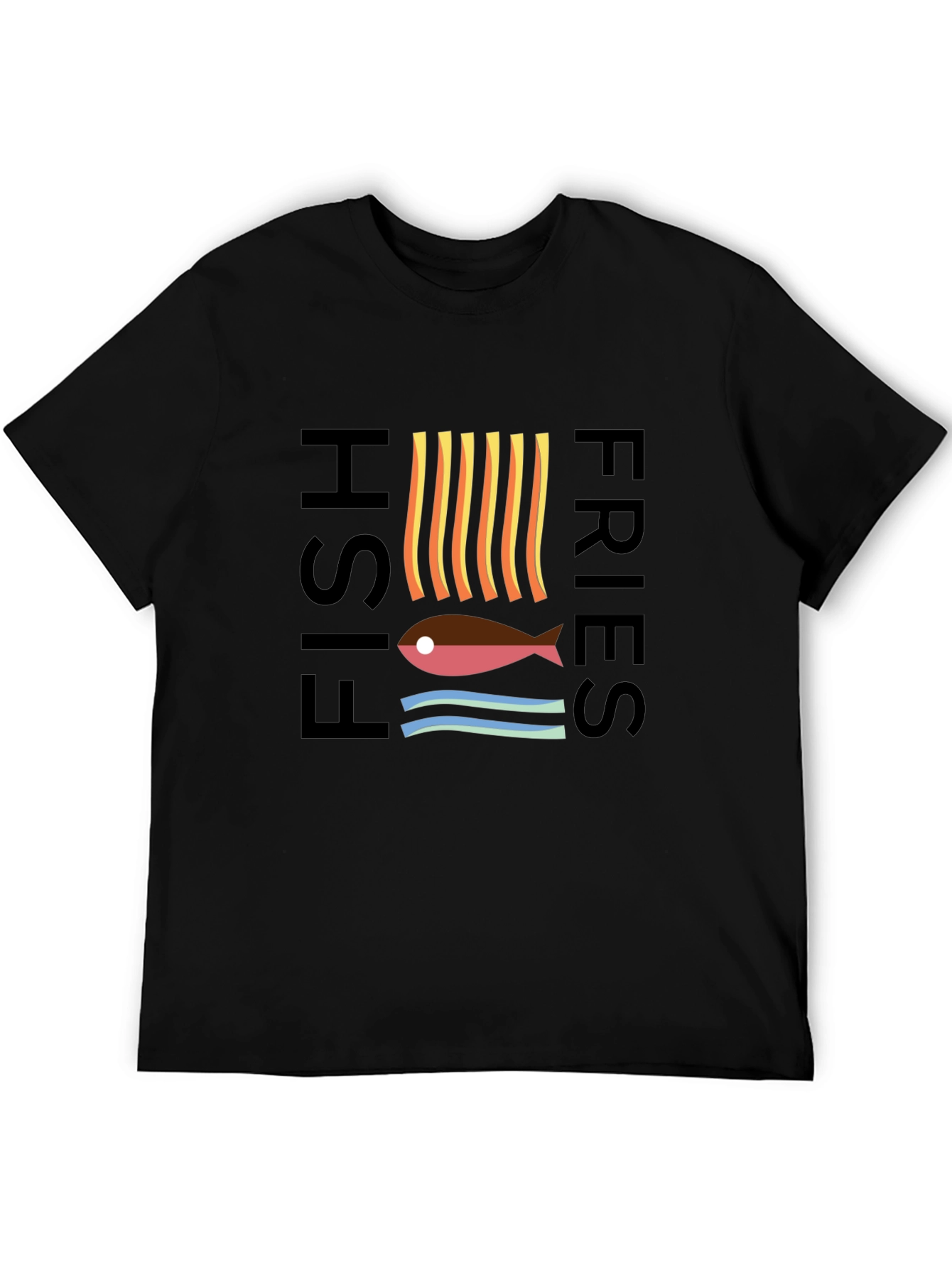 Black Fish & Fries Graphic Tee - Unisex Black T-Shirt view 5