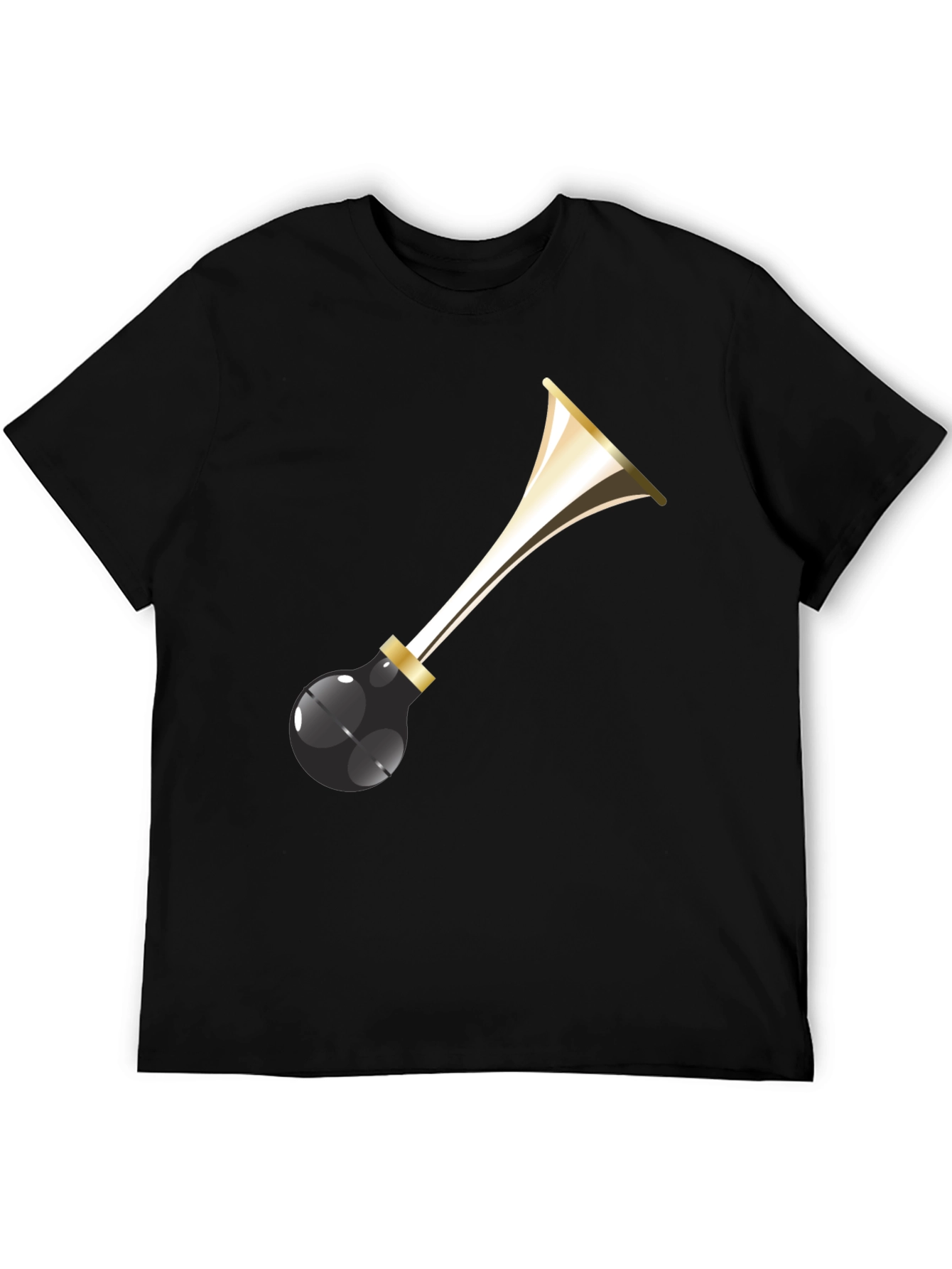 Black Party Horn Graphic Tee - Black Cotton T-Shirt view 5