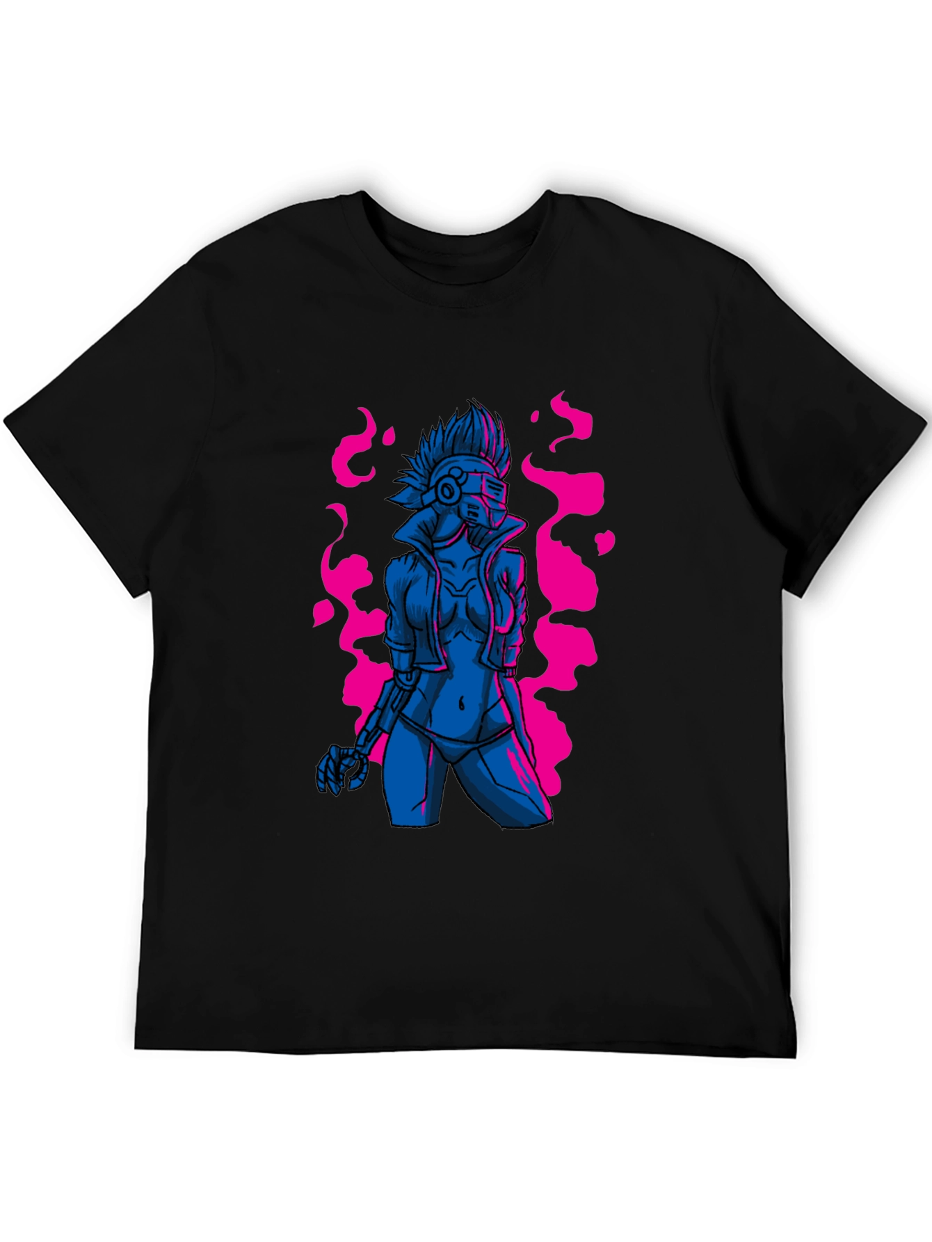 Black Cyberpunk Android Graphic Tee - Edgy Sci-Fi Style view 5