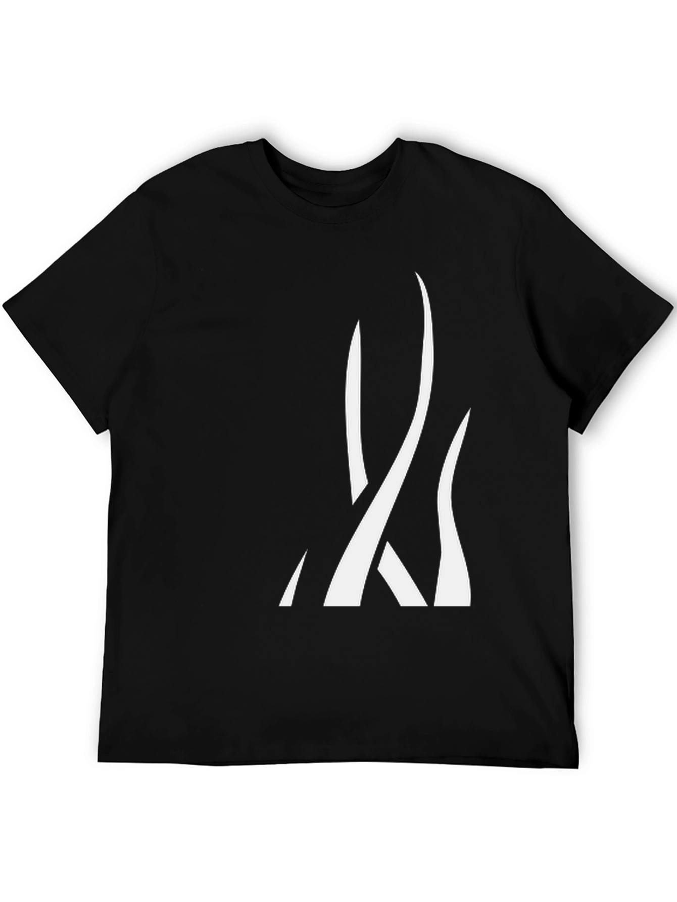 Black Men's Black Graphic Tee - Abstract White Design view 5