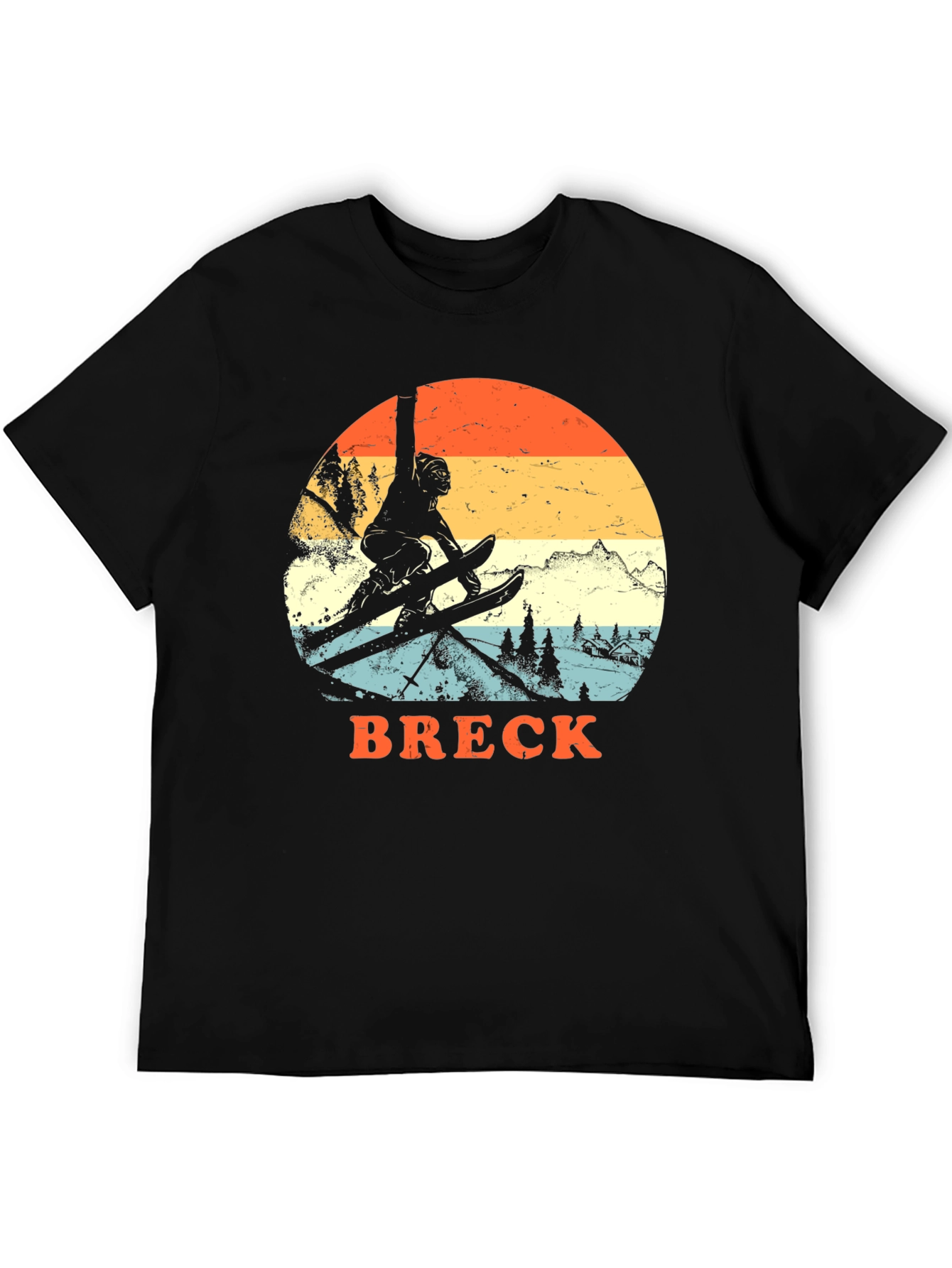Black Vintage Breck Skiing T-Shirt view 5