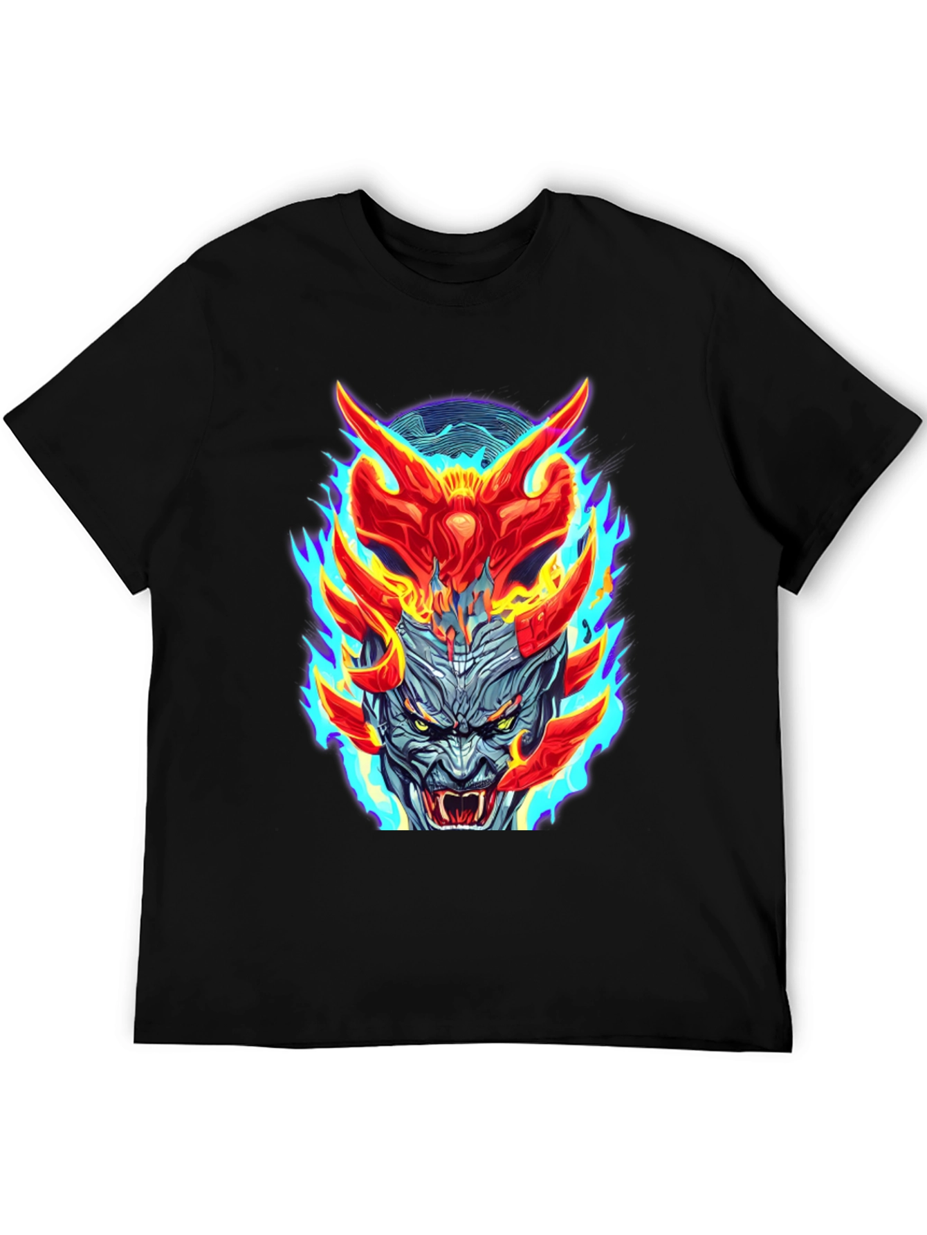 Black Fiery Demon Graphic Tee - Black view 5