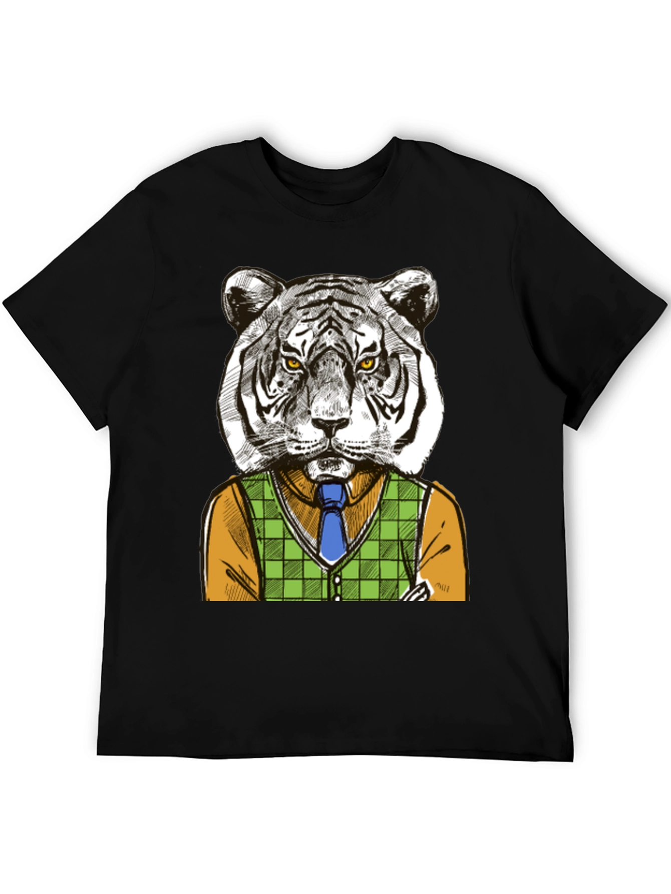 Black Tiger Gentleman Graphic T-Shirt - Cool Animal Design view 5