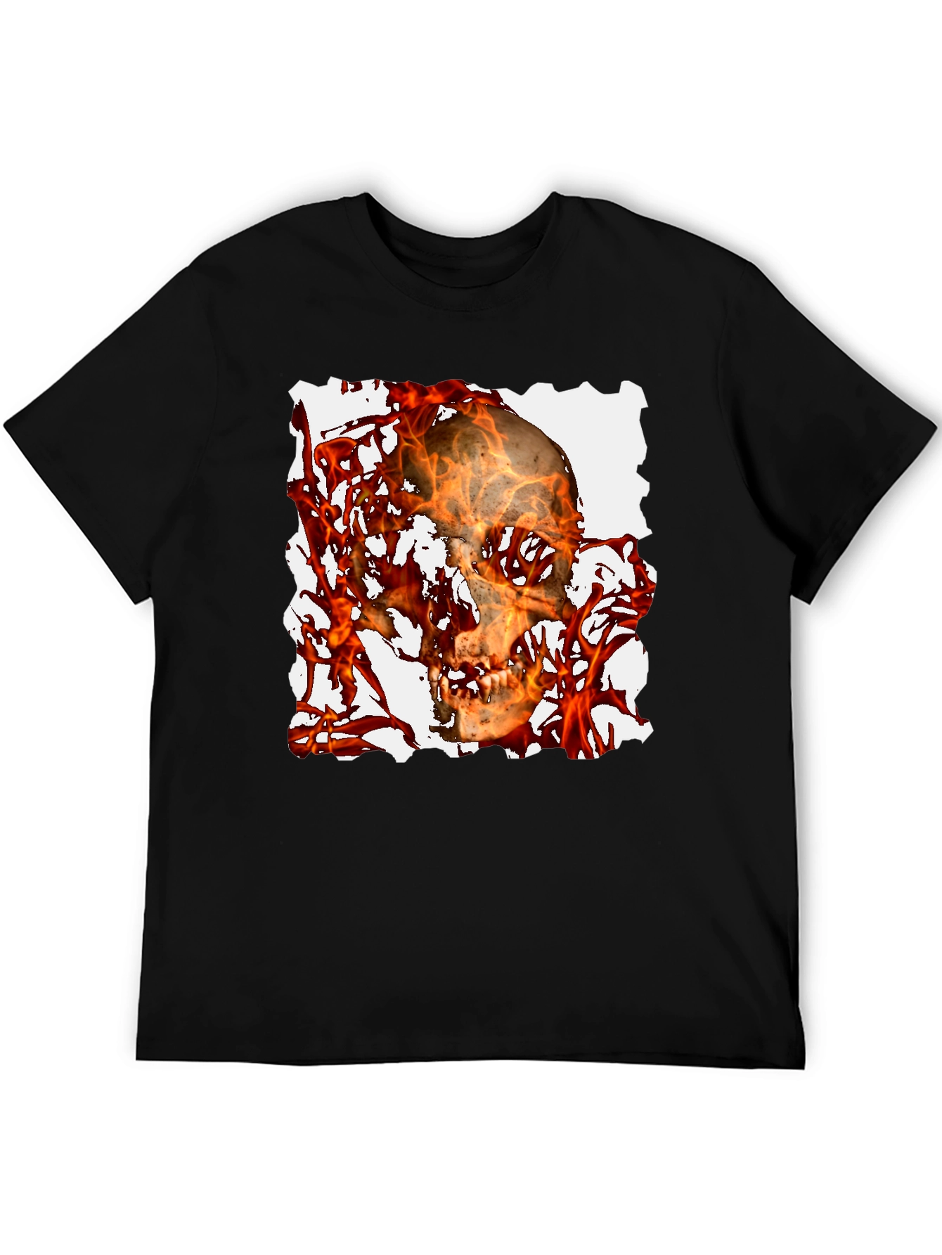 Black Fiery Skull Graphic Tee - Black T-Shirt view 5