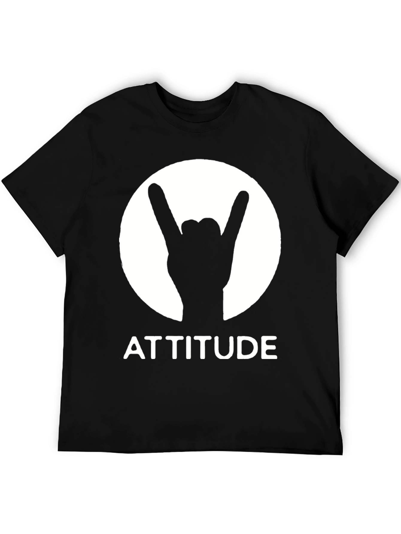 Black Attitude Rock On Hand Graphic Tee - Black view 5