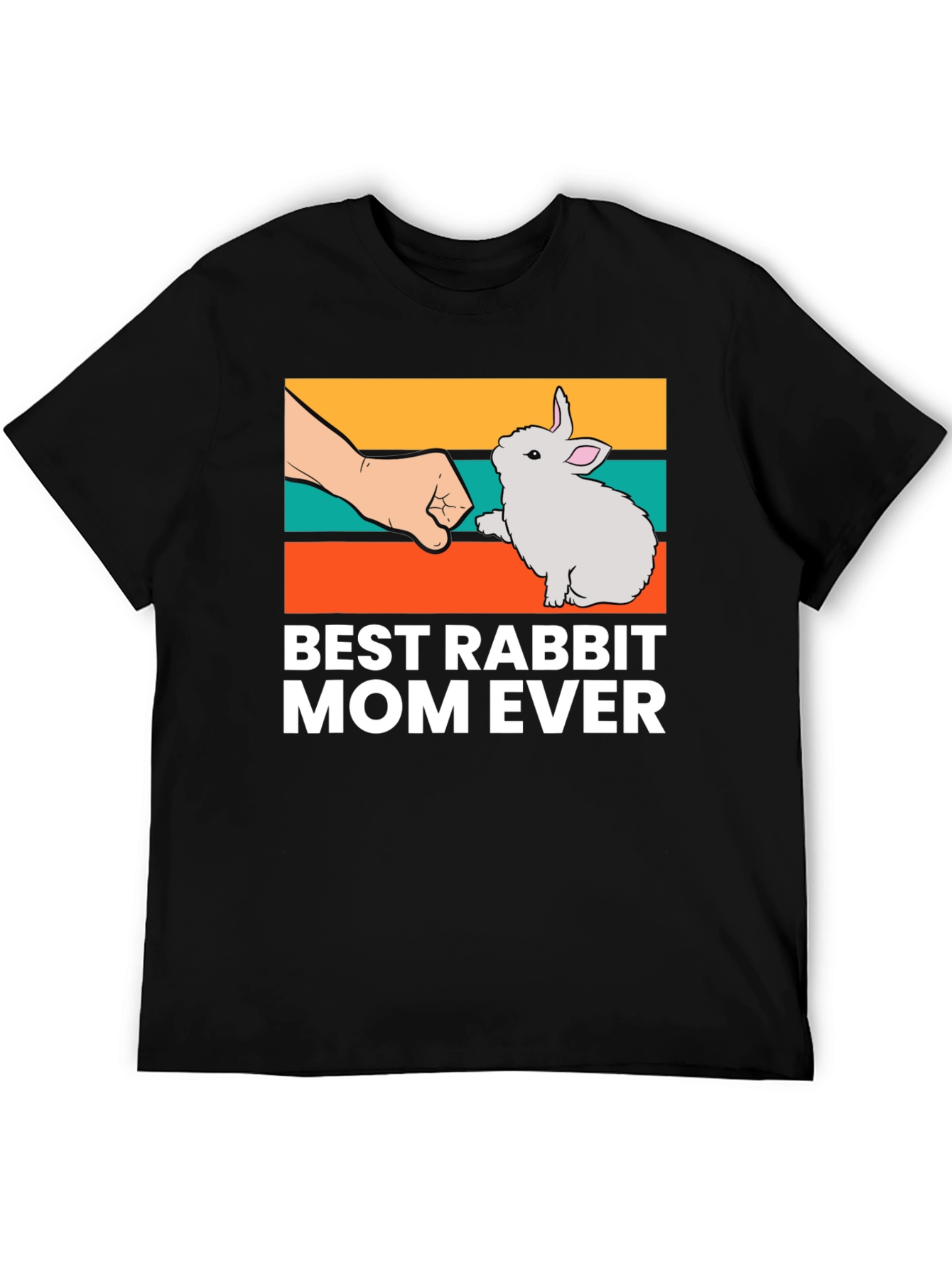 Black Best Rabbit Mom Ever T-Shirt, Cute Bunny Tee view 5
