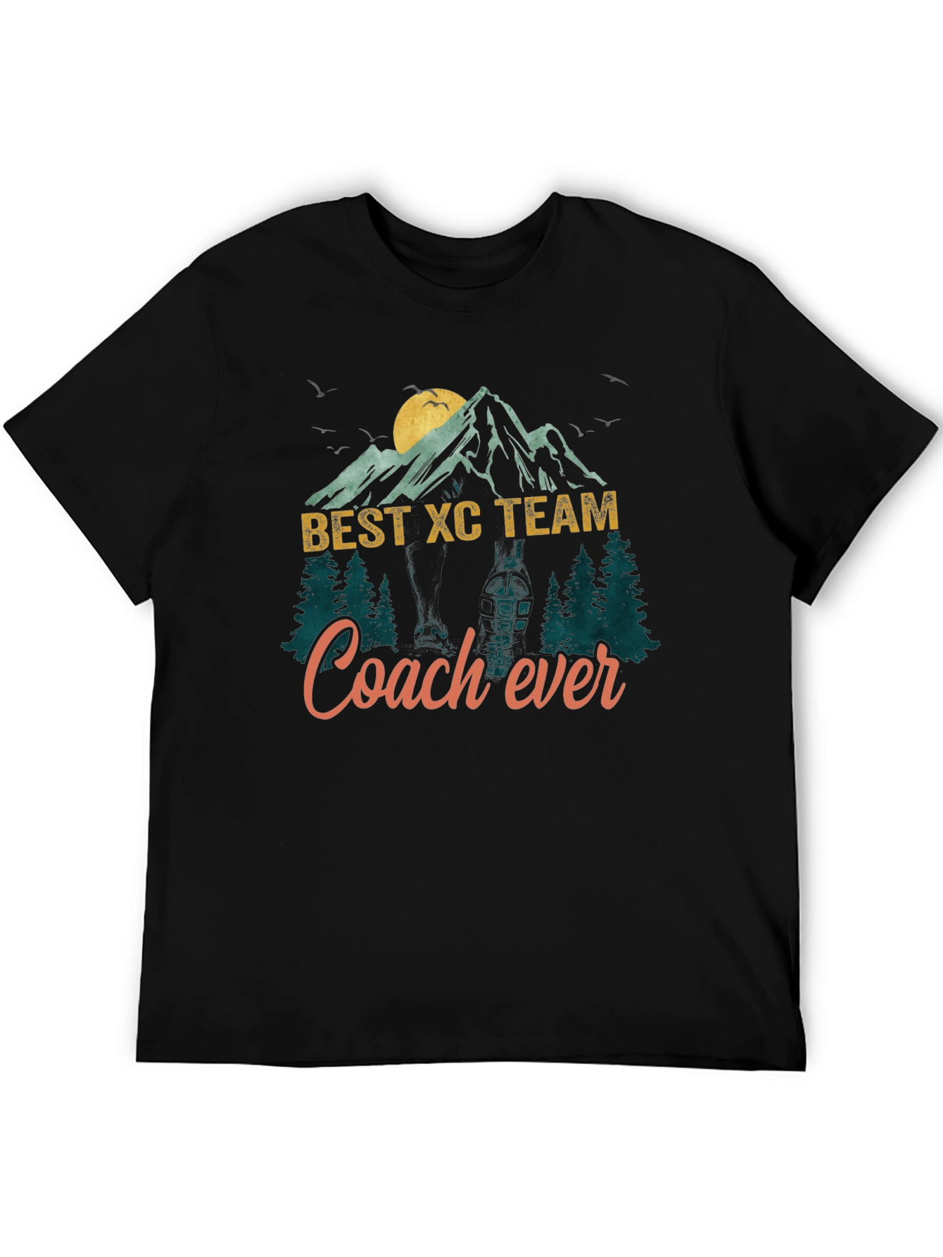 Black Best XC Team Coach Ever Mountain T-Shirt view 5