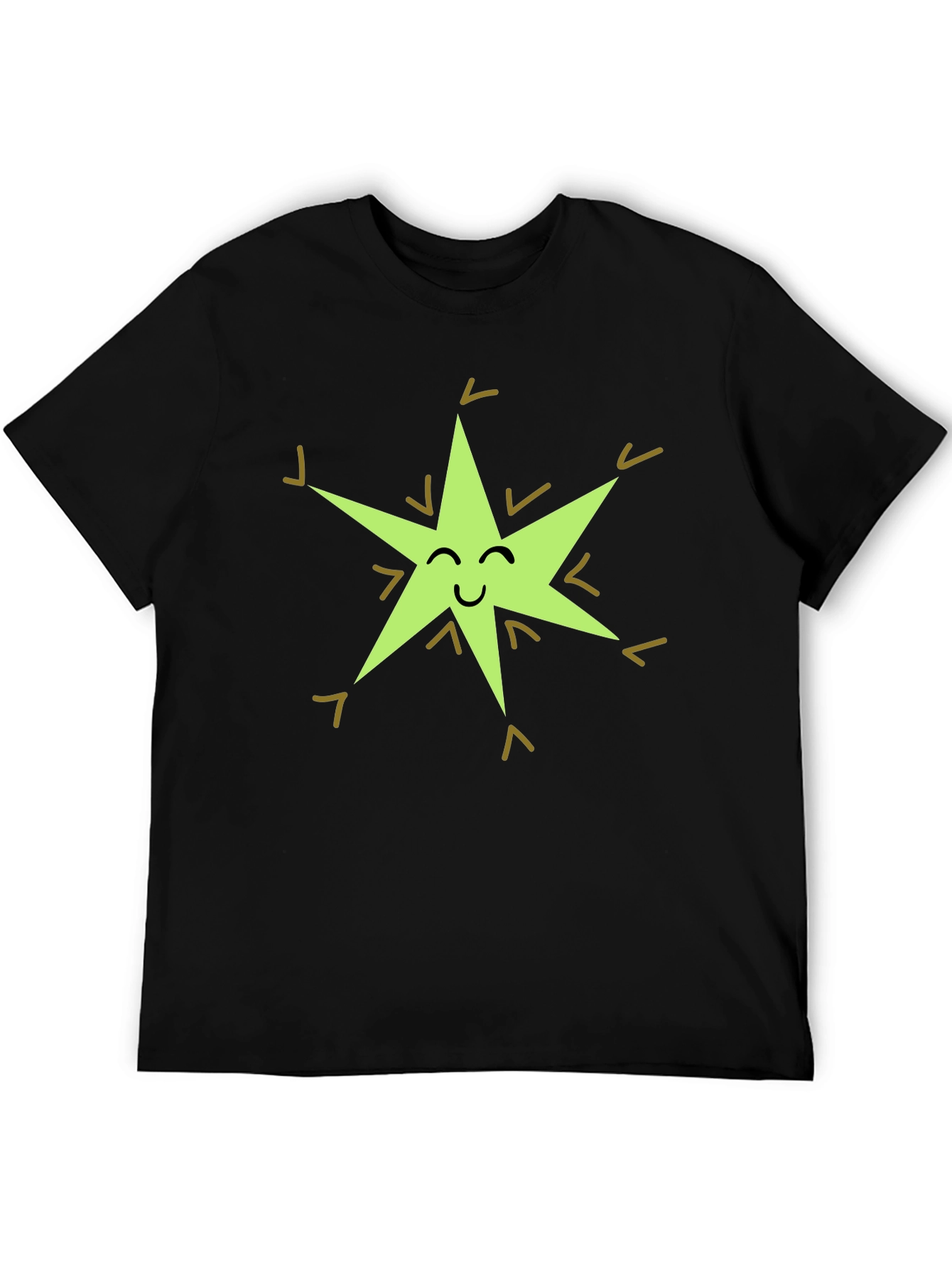 Black Happy Star Graphic Tee - Black Cotton Blend view 5