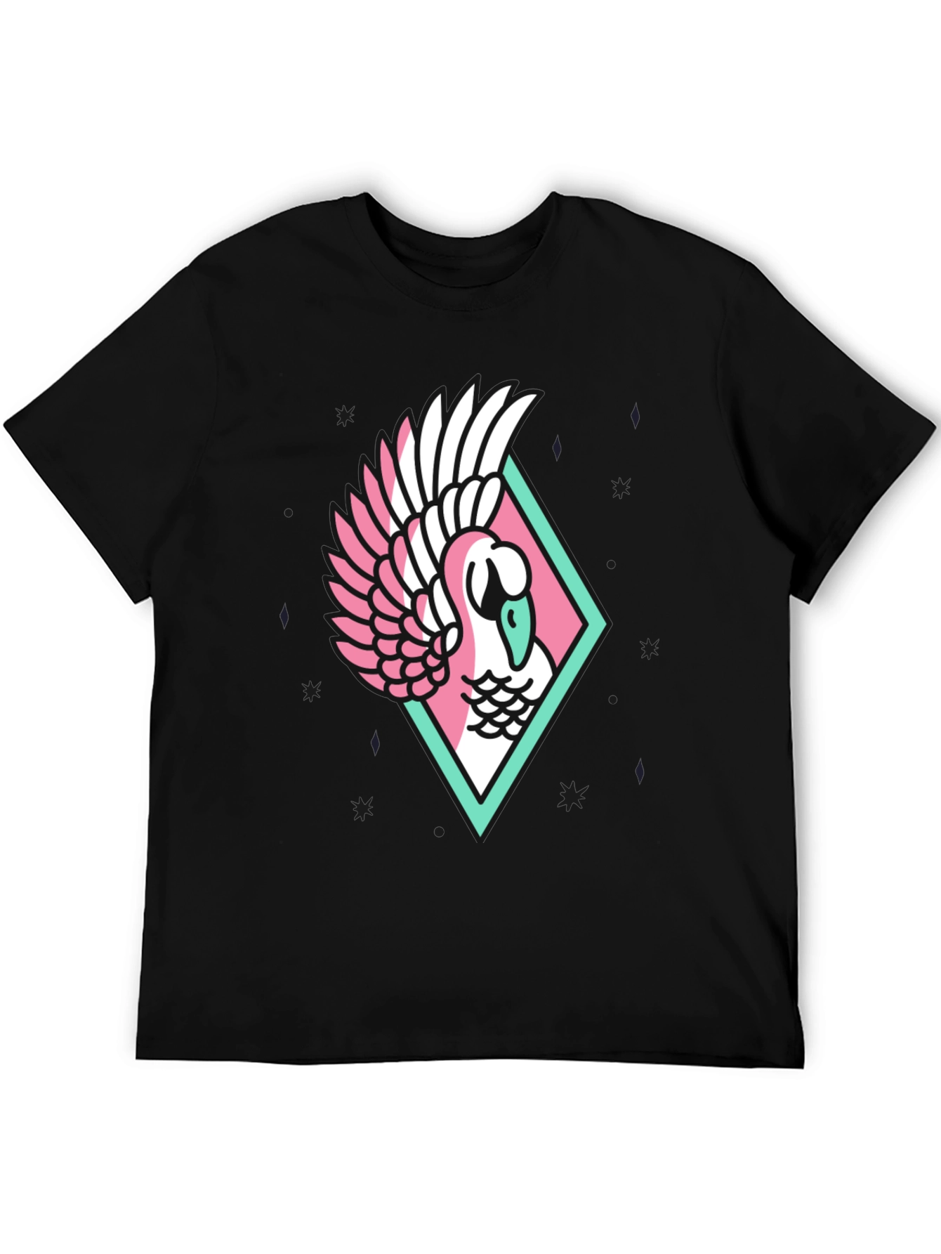 Black Geometric Swan Graphic Tee - Stylish Black T-Shirt view 5