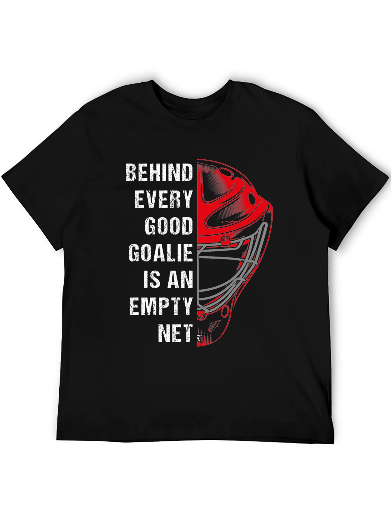 Black Funny Hockey Goalie T-Shirt - Empty Net Design view 5