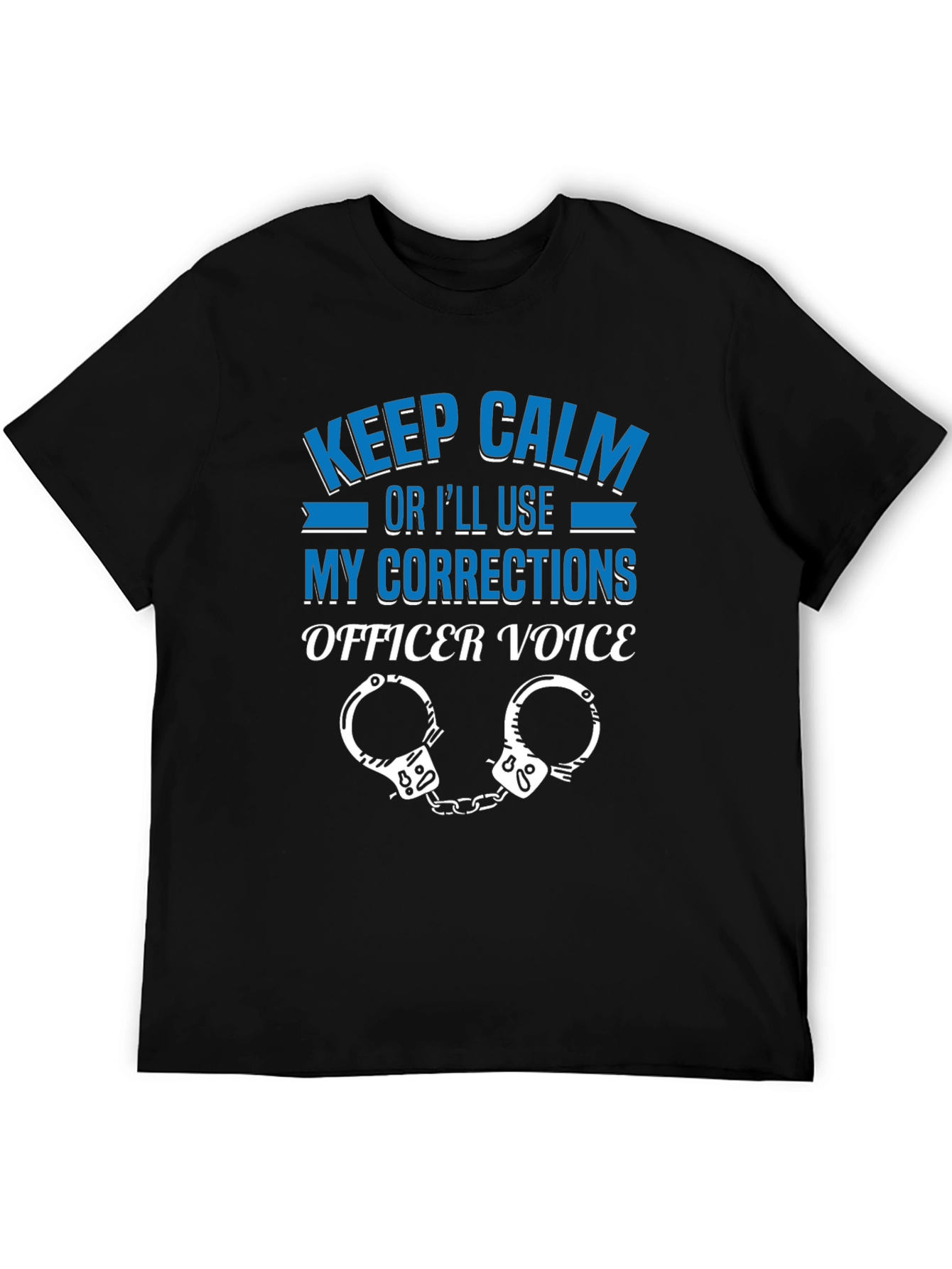 Black Keep Calm Corrections Officer T-Shirt view 5