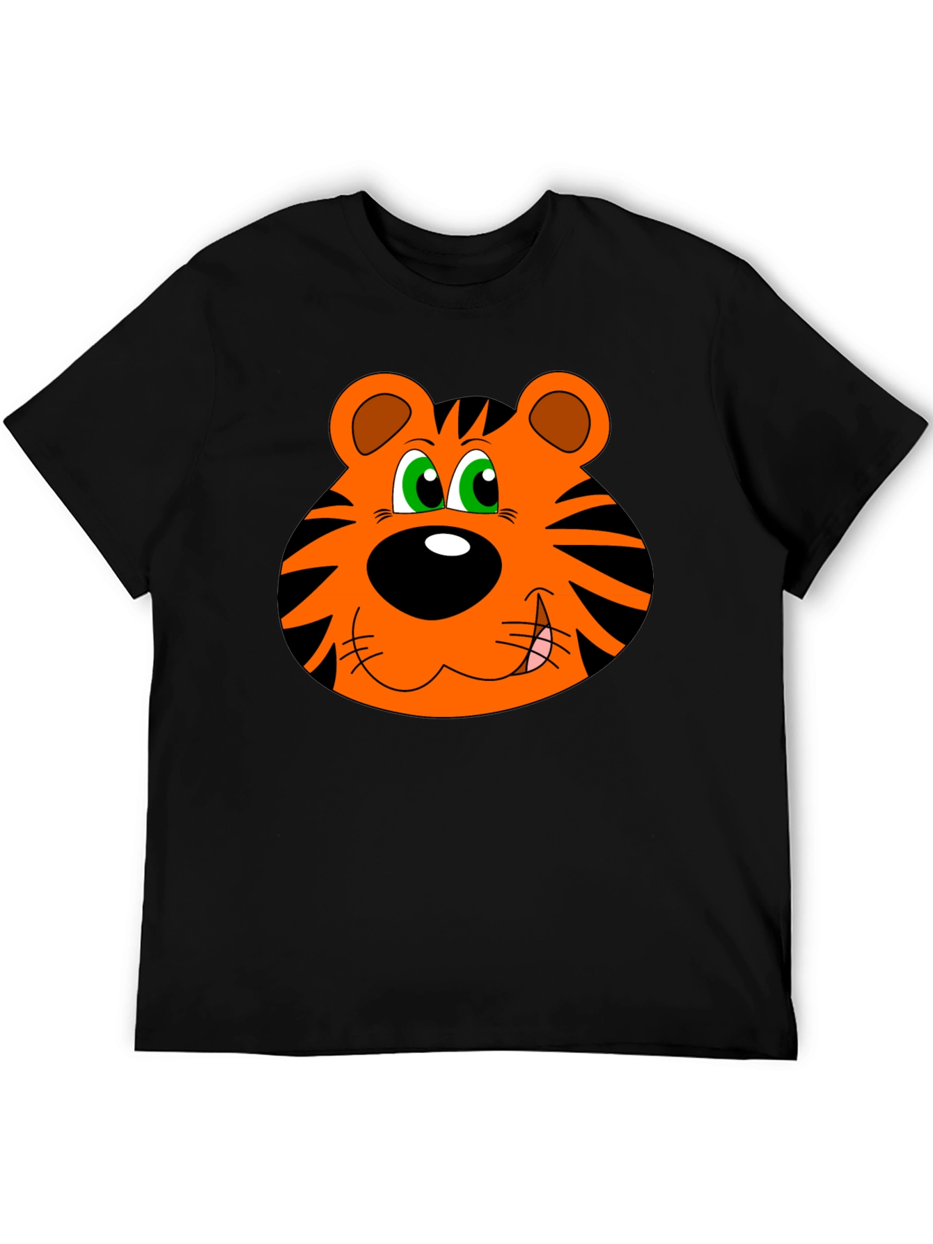 Black Cartoon Tiger Graphic T-Shirt - Black view 5