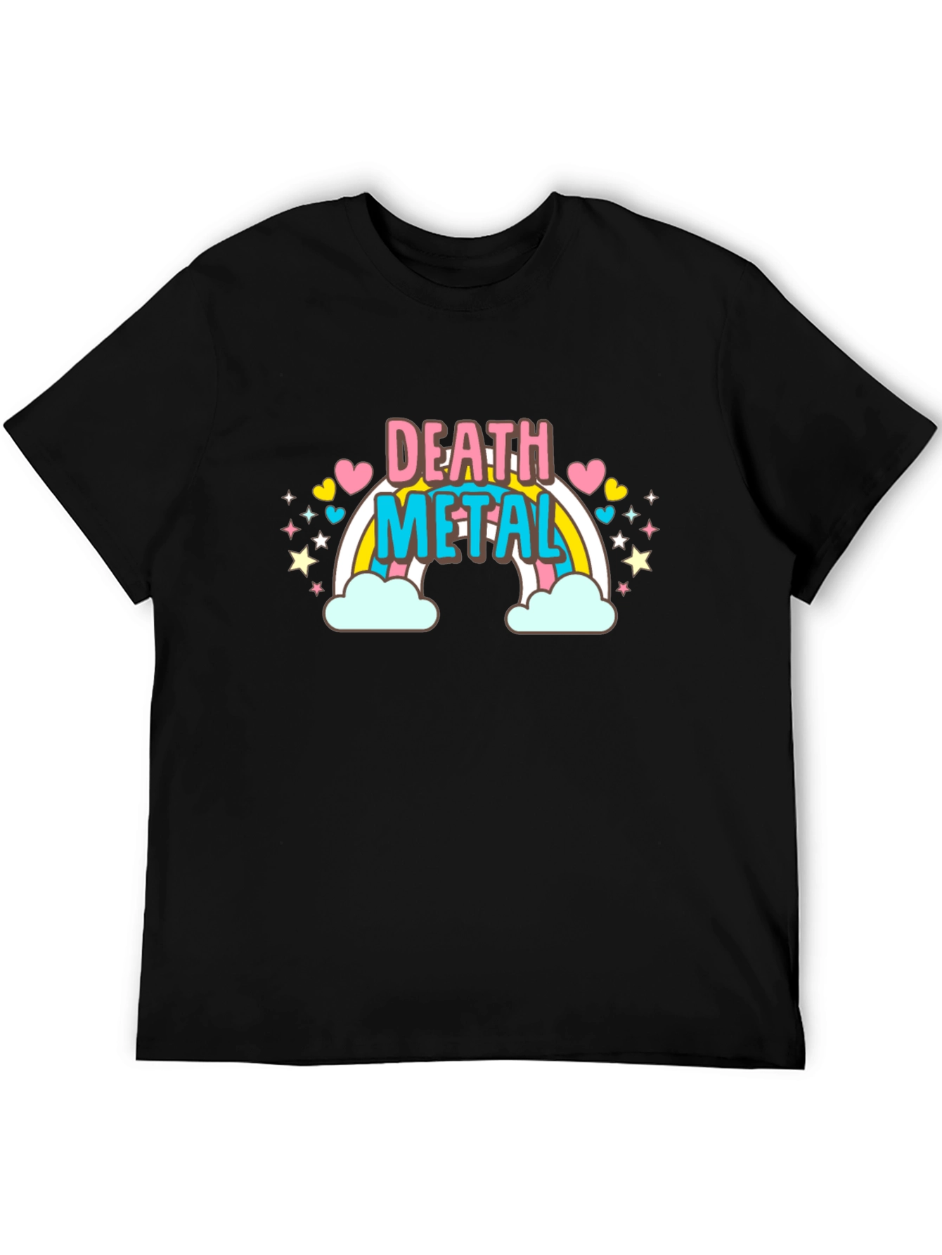 Black Death Metal Rainbow T-Shirt - Black Cotton Tee view 5