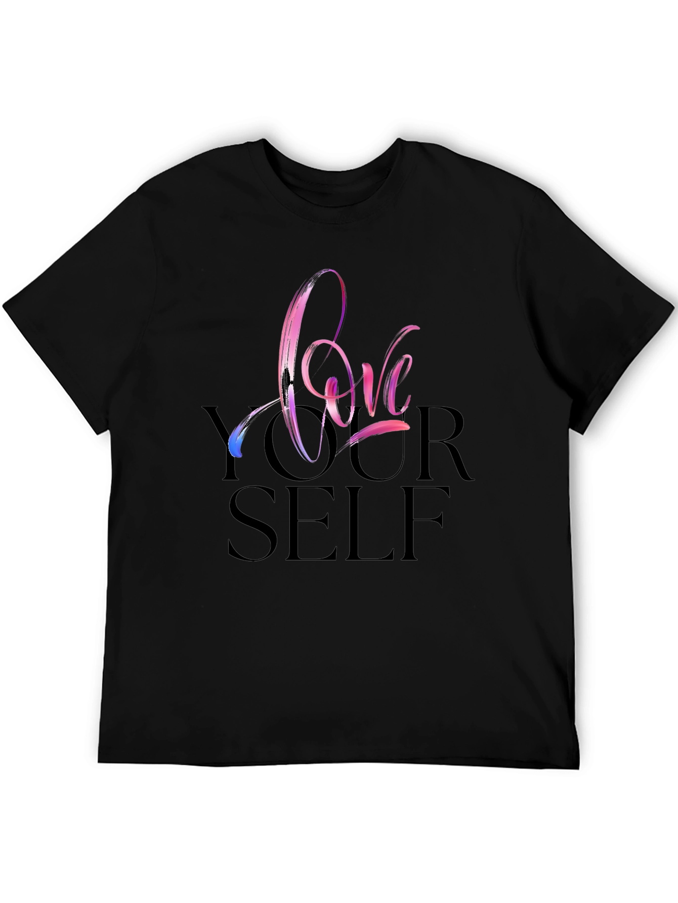 Black Love Yourself Graphic Tee - Black Cotton Casual Shirt view 5