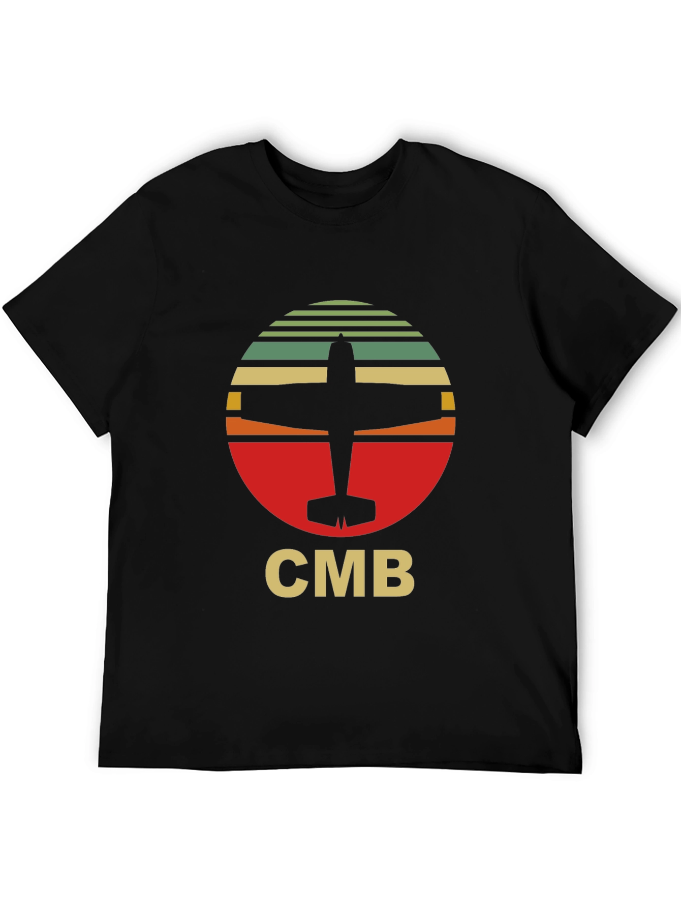 Black Retro Airplane CMB T-Shirt - Aviation Style view 5