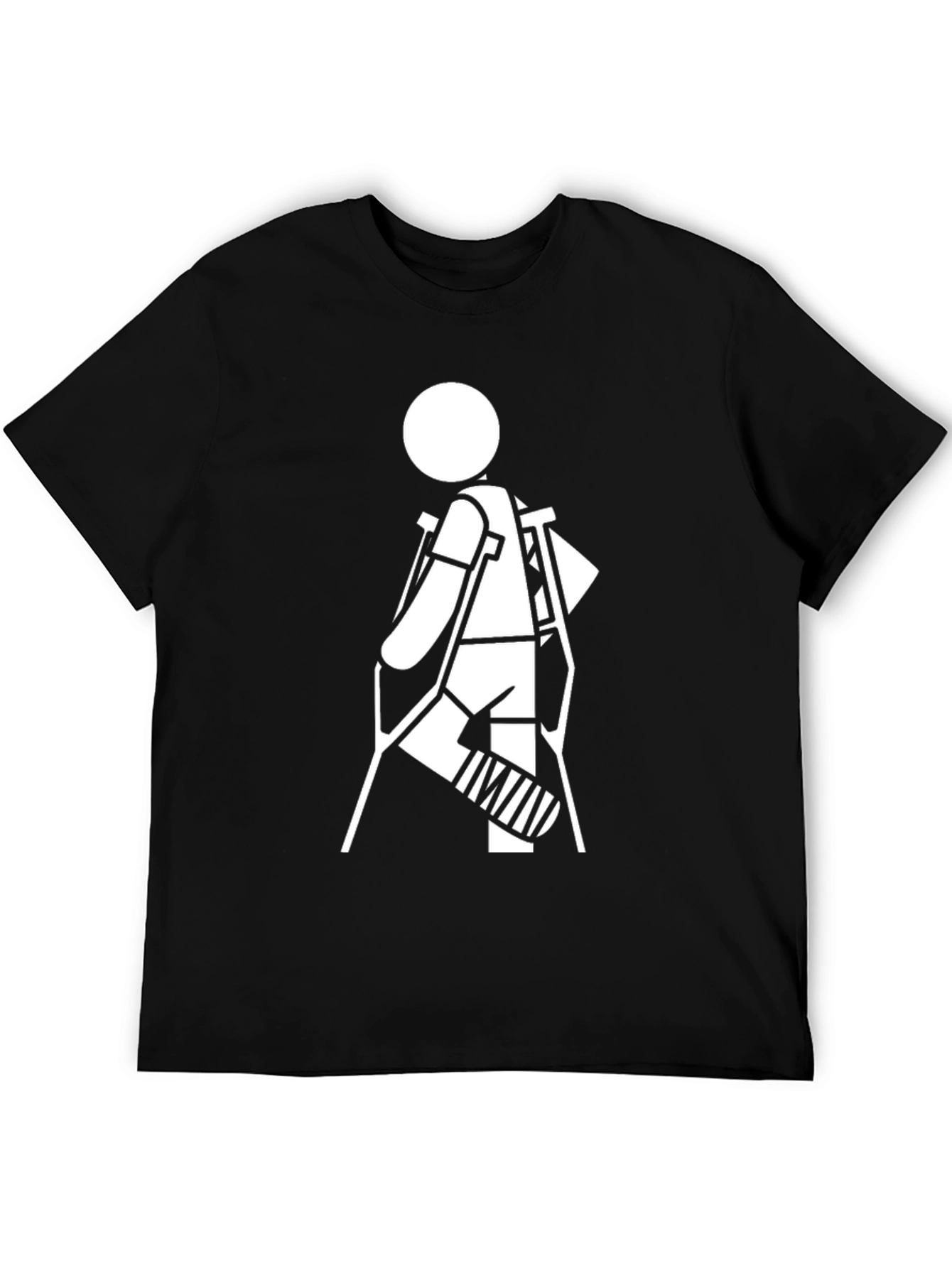 Black Crutches Graphic T-Shirt - Black Cotton Casual Tee view 5