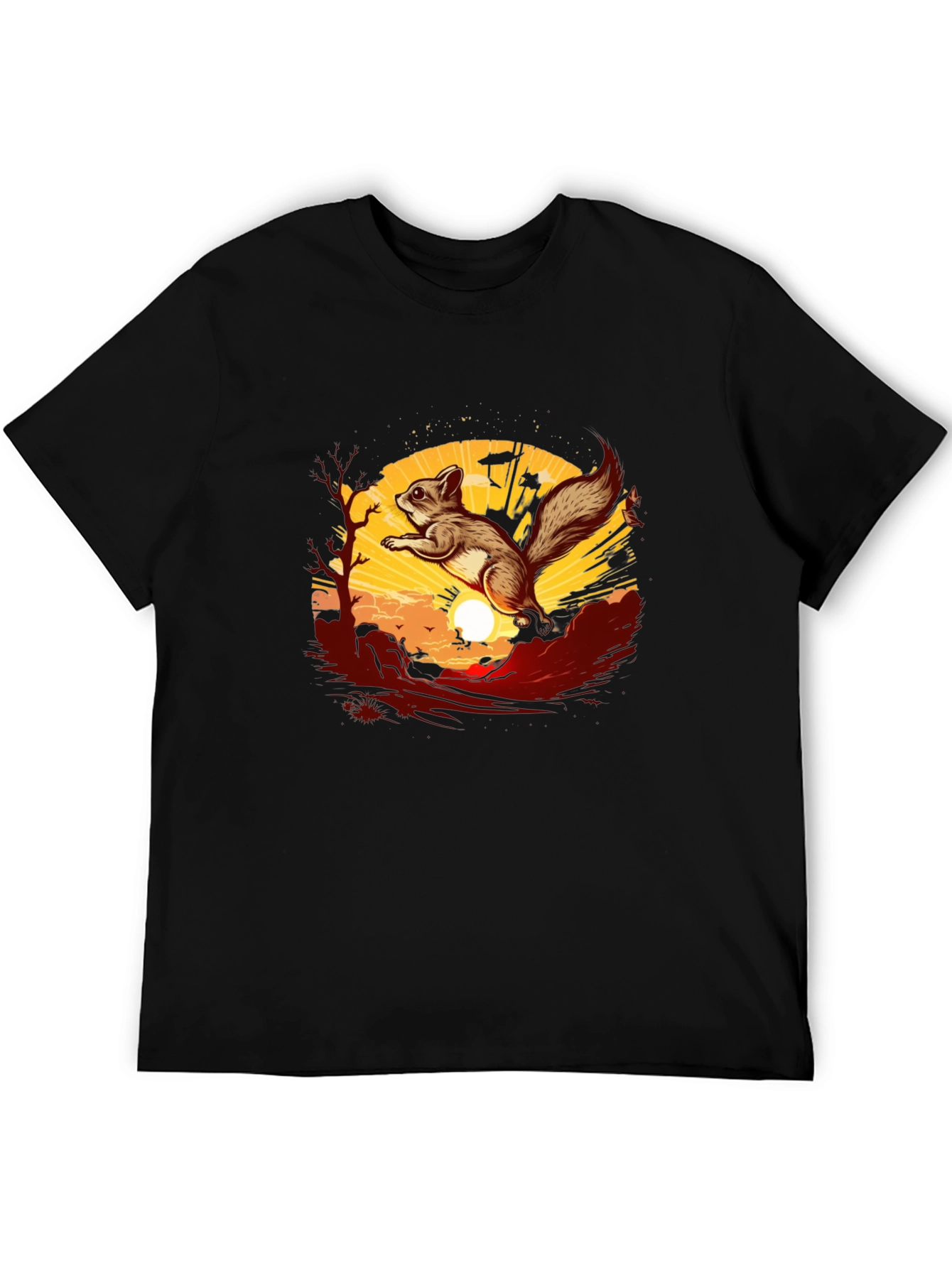 Black Squirrel Sunset Graphic Tee - Black view 5