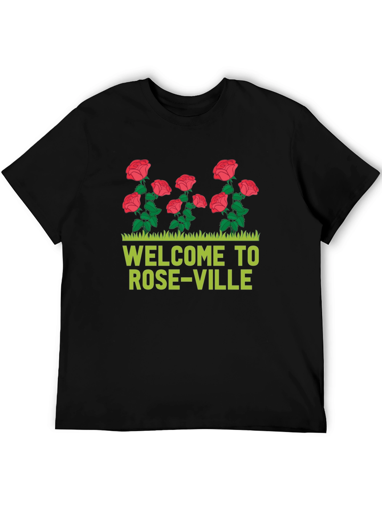 Black Welcome to Roseville T-Shirt - Floral Design view 5