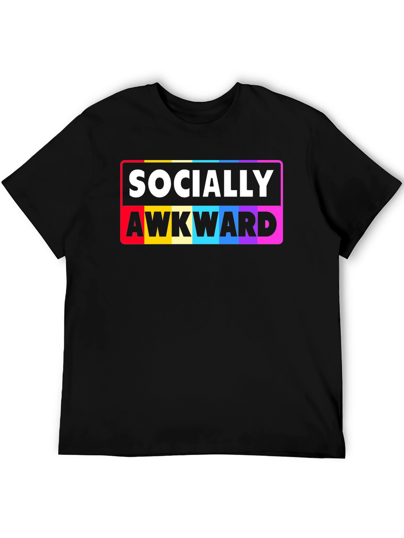 Black Socially Awkward Rainbow Pride T-Shirt view 5