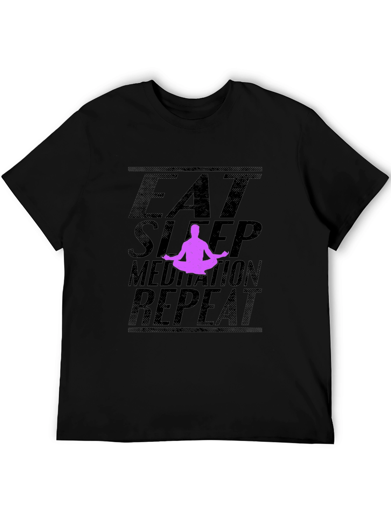 Black Eat Sleep Meditation Repeat Black T-Shirt view 5