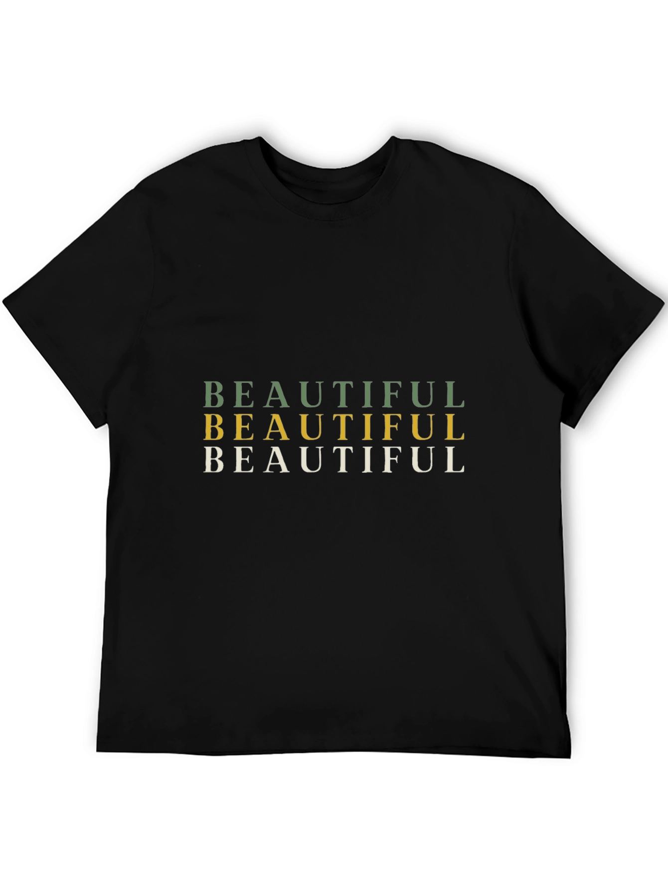 Black Stylish "Beautiful" Graphic Print T-Shirt view 5