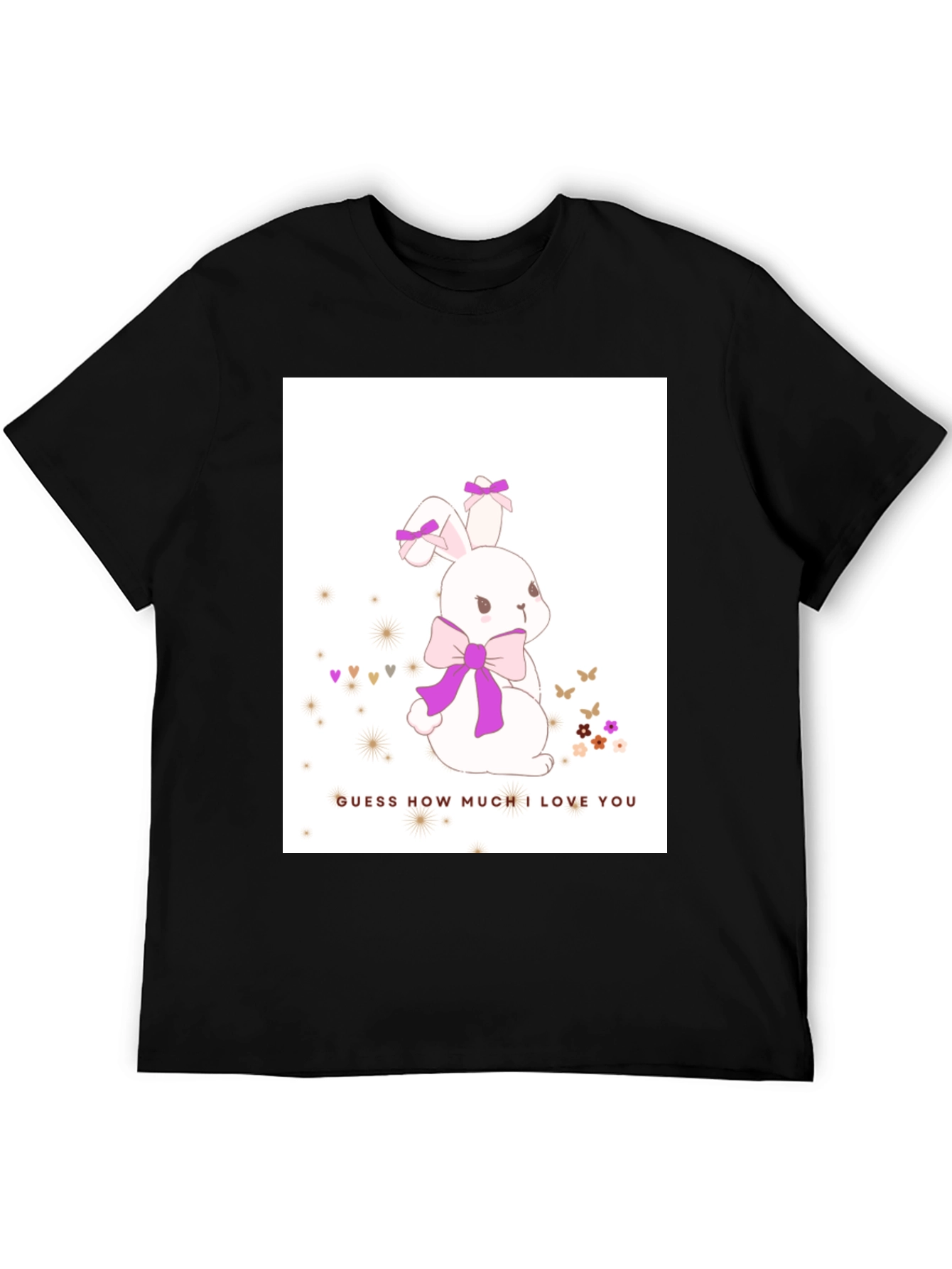 Black Cute Bunny T-Shirt - Guess How Much I Love You - Black view 5
