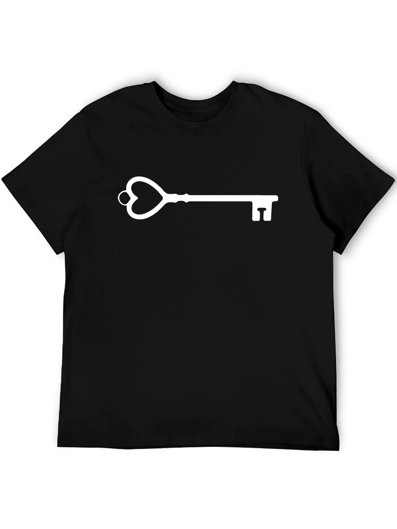 Black Heart Key Graphic Tee - Black Cotton T-Shirt view 5