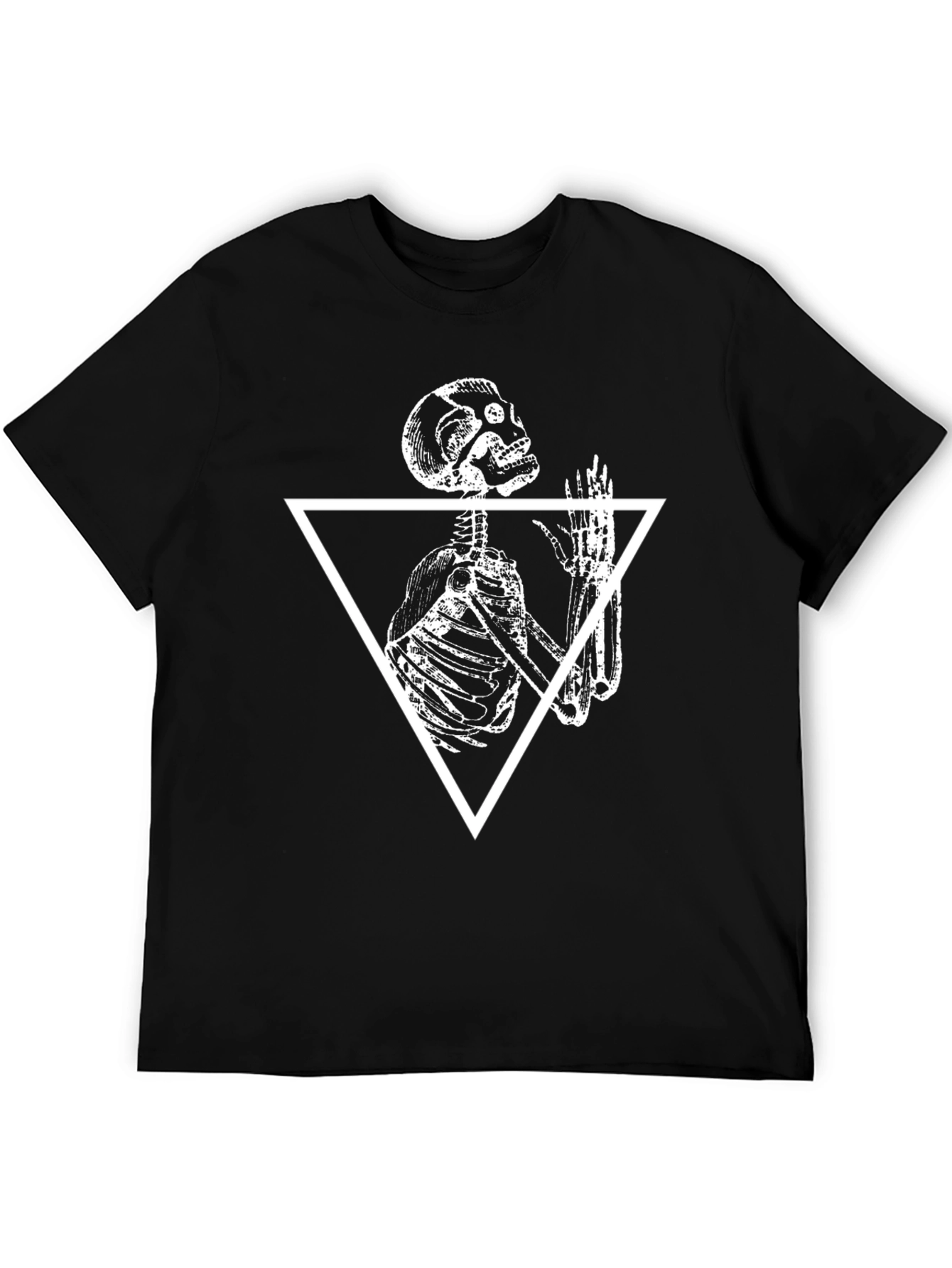 Black Skeleton Triangle Black Graphic Tee view 5