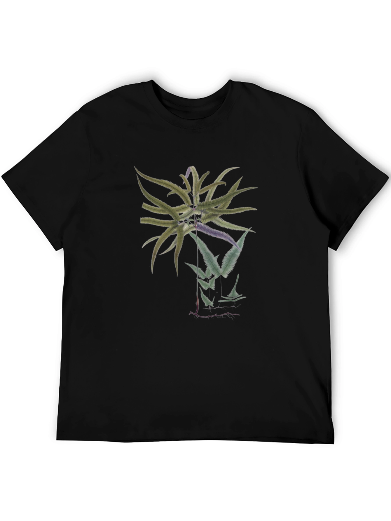 Black Botanical Graphic Black Tee view 5