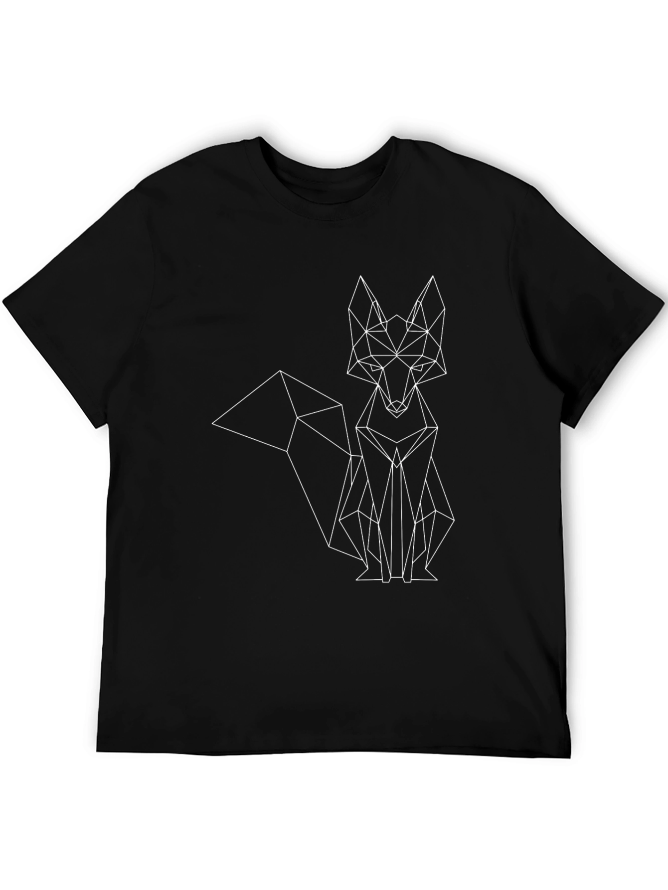 Black Geometric Fox Graphic Print Tee - Modern Style view 5