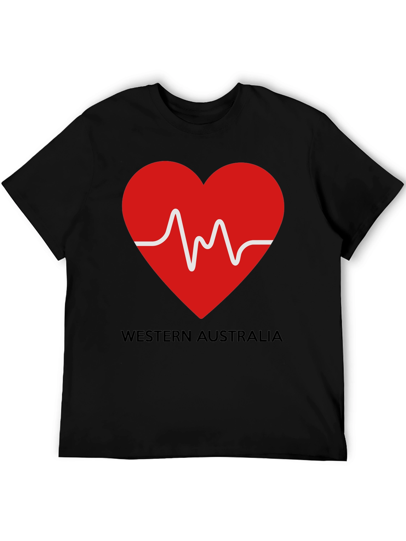 Black Western Australia Heartbeat T-Shirt - Black view 5