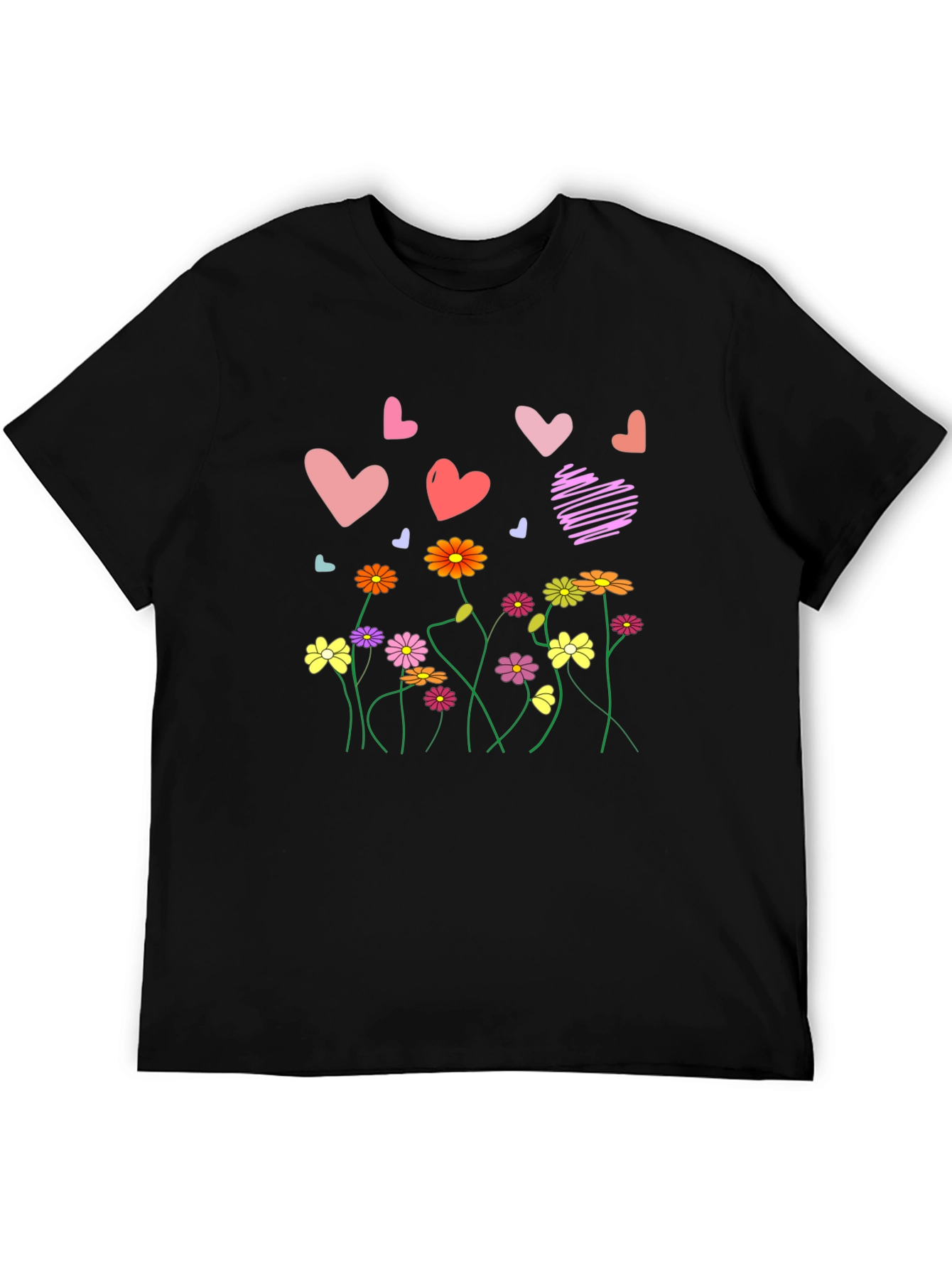 Black Floral Heart T-Shirt - Express Your Love in Style! view 5
