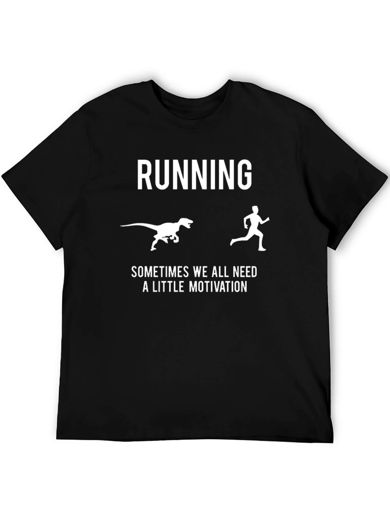 Black Running Motivation T-Shirt - Dinosaur Chase view 5