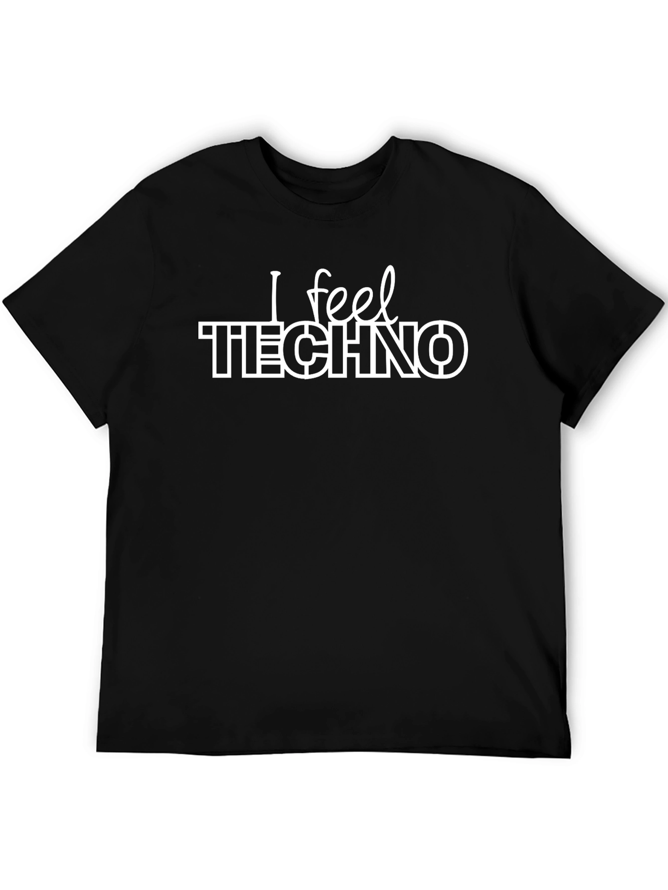 Black I Feel Techno T-Shirt - Black Crew Neck view 5